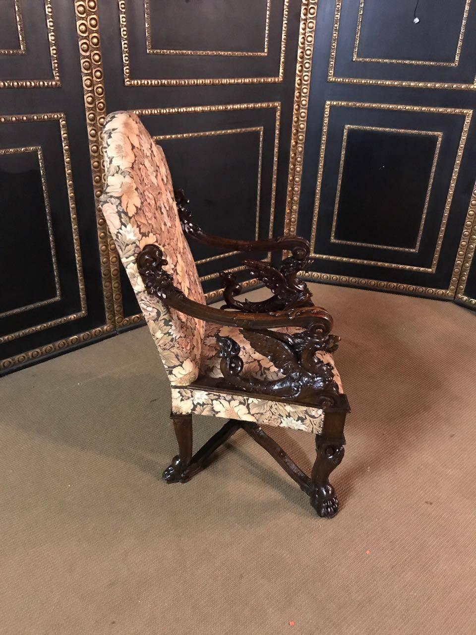 German 2  Figural Neo-Renaissance Armchairs, circa 1850-1870