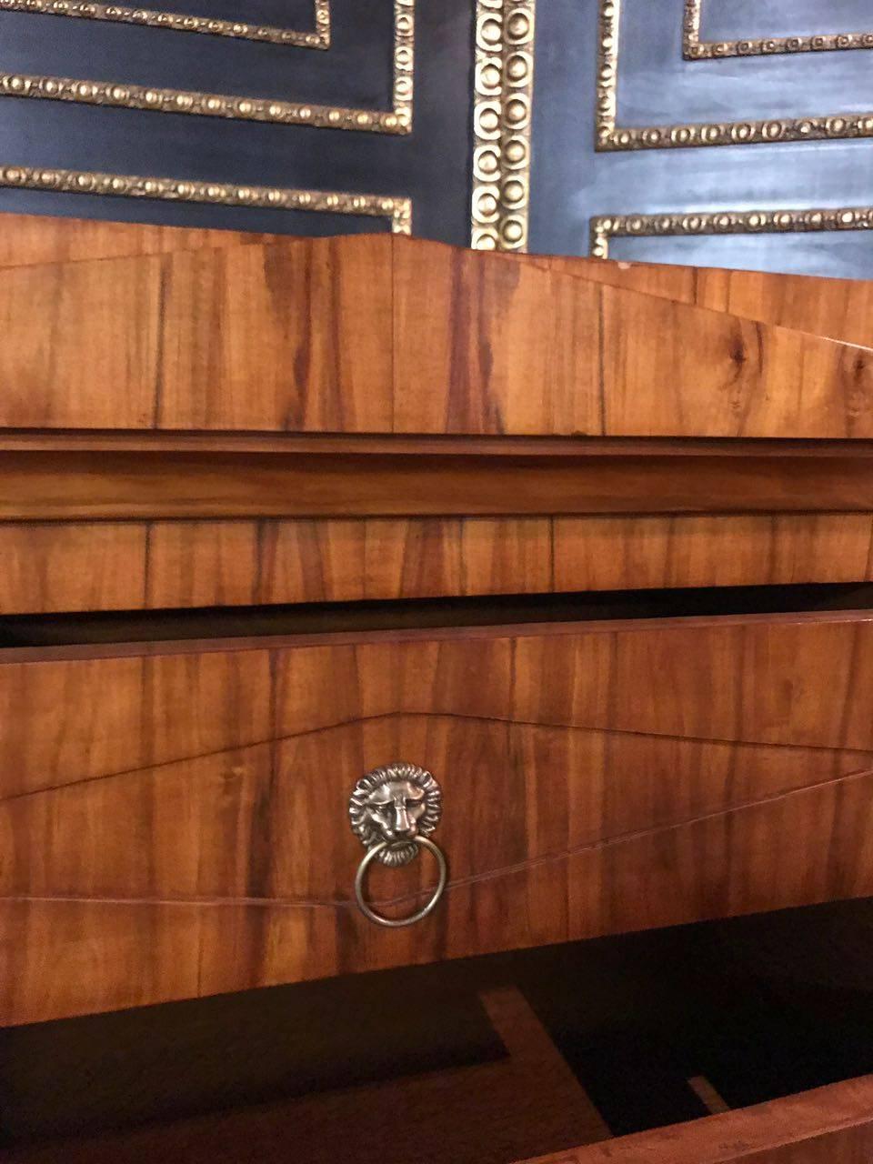 Veneer Conical Chest of Drawers Commode in the Biedermeier Style