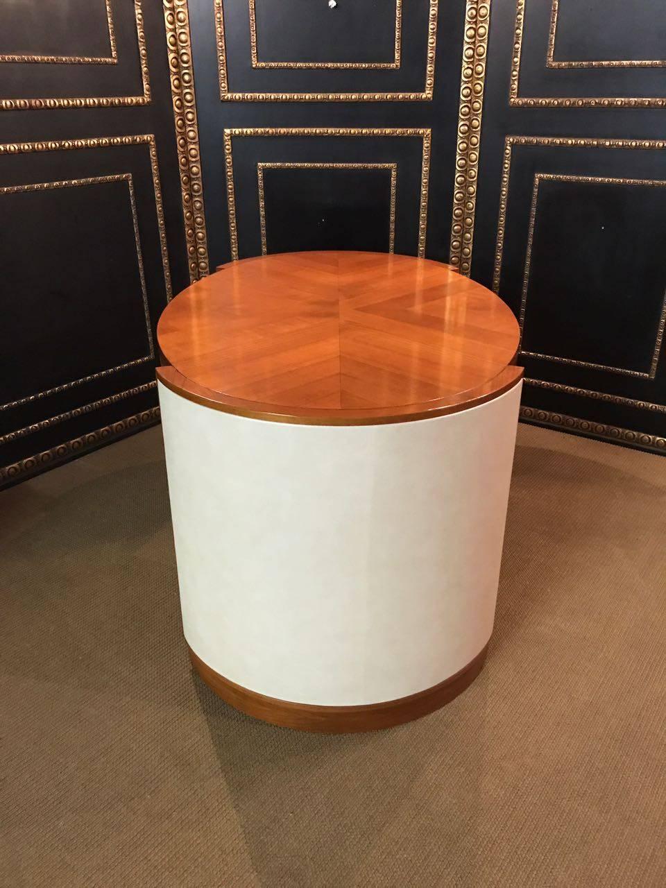 Rare Italy Oval Desk with Leather in Art Deco Style - Selva 3