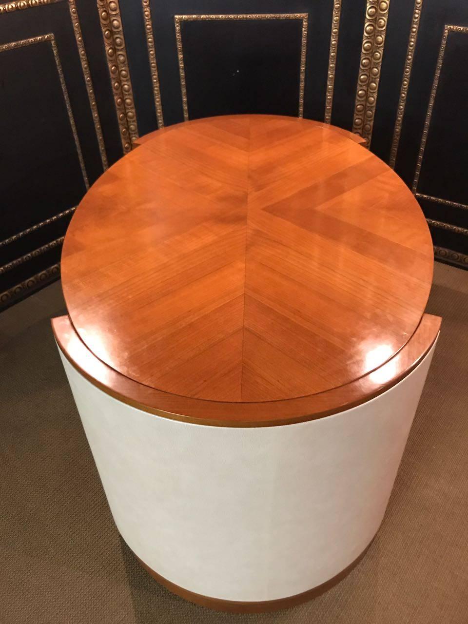 Rare Italy Oval Desk with Leather in Art Deco Style - Selva 4