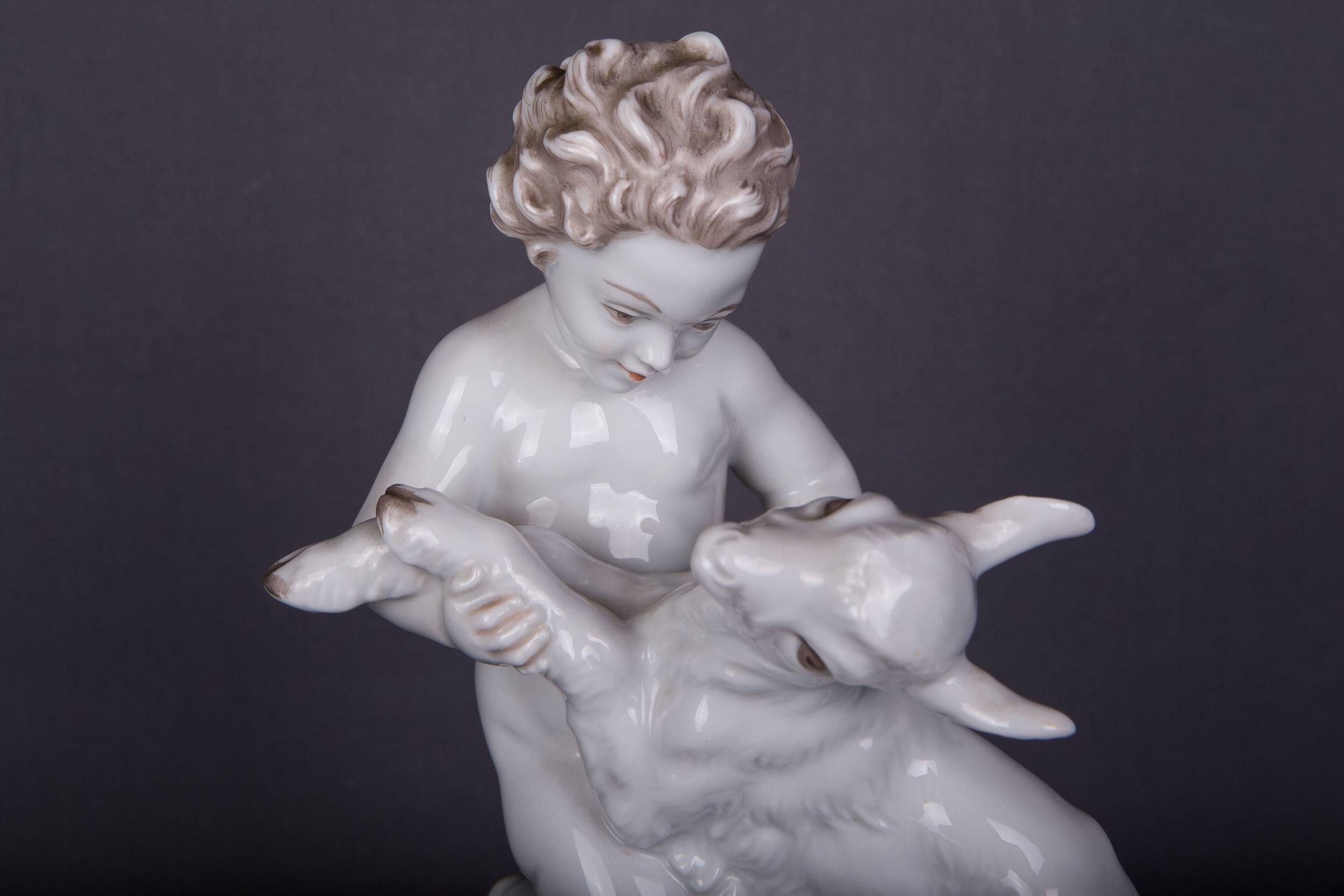 Other Beautiful Old Rosenthal Figure Boy with Goat Max Fritz