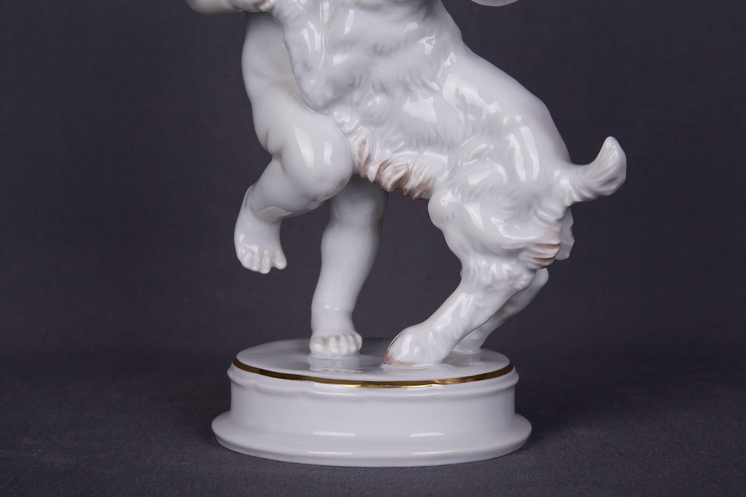 Beautiful Old Rosenthal Figure Boy with Goat Max Fritz In Good Condition In Berlin, DE