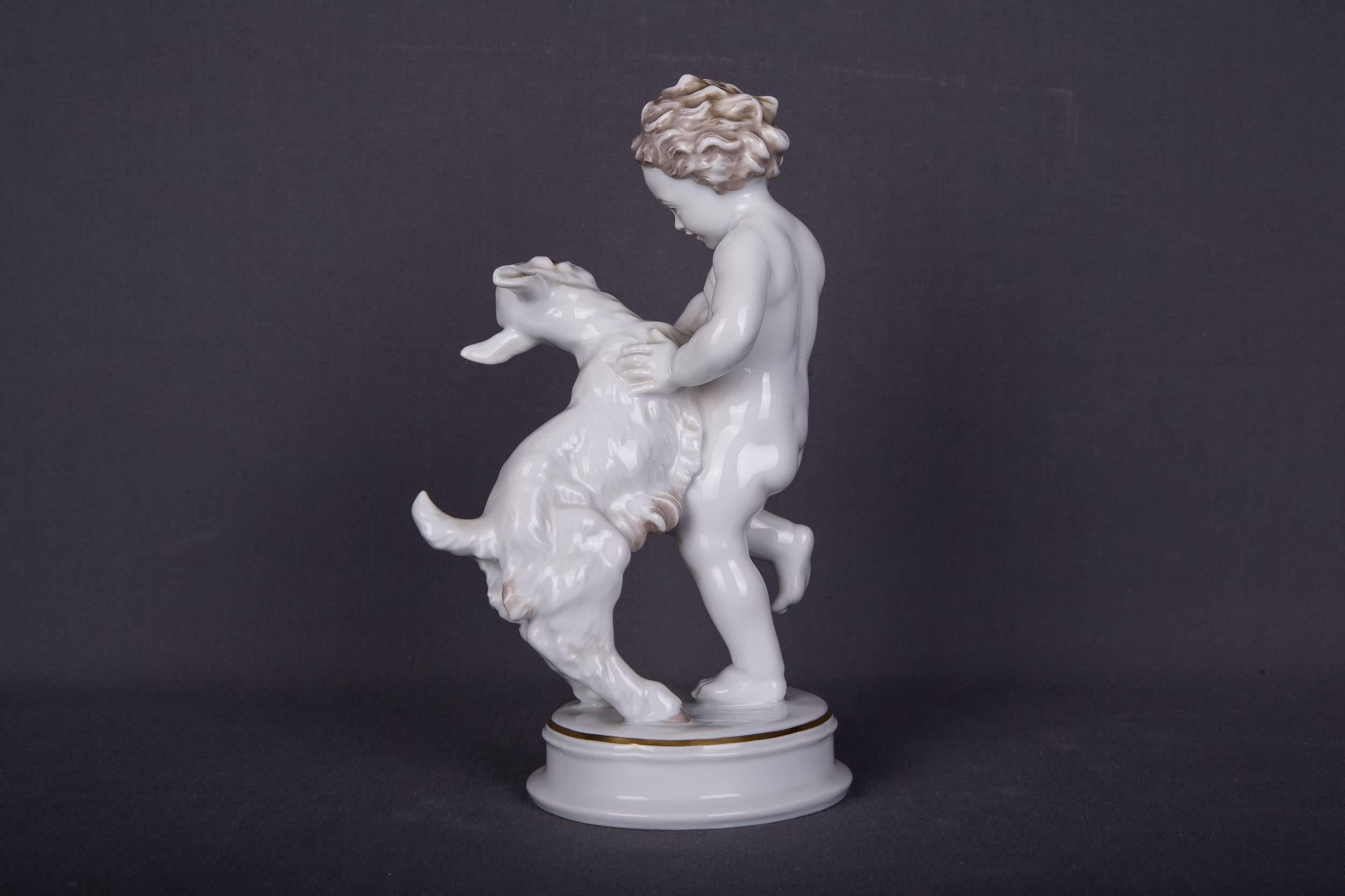 Beautiful Old Rosenthal Figure Boy with Goat Max Fritz 3
