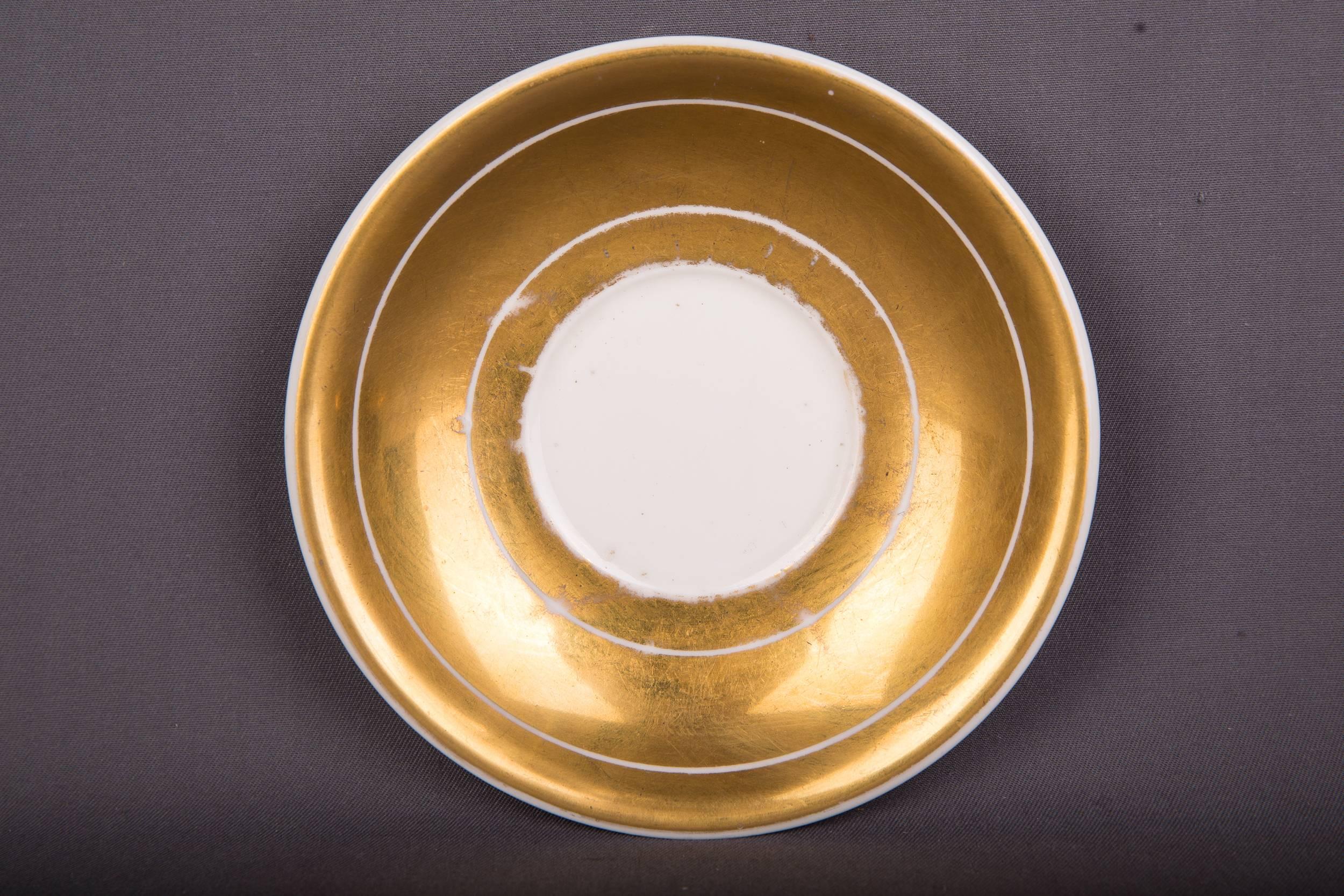 Rare Biedermeier Collectible Cup Veduten View, Gold Painted 2