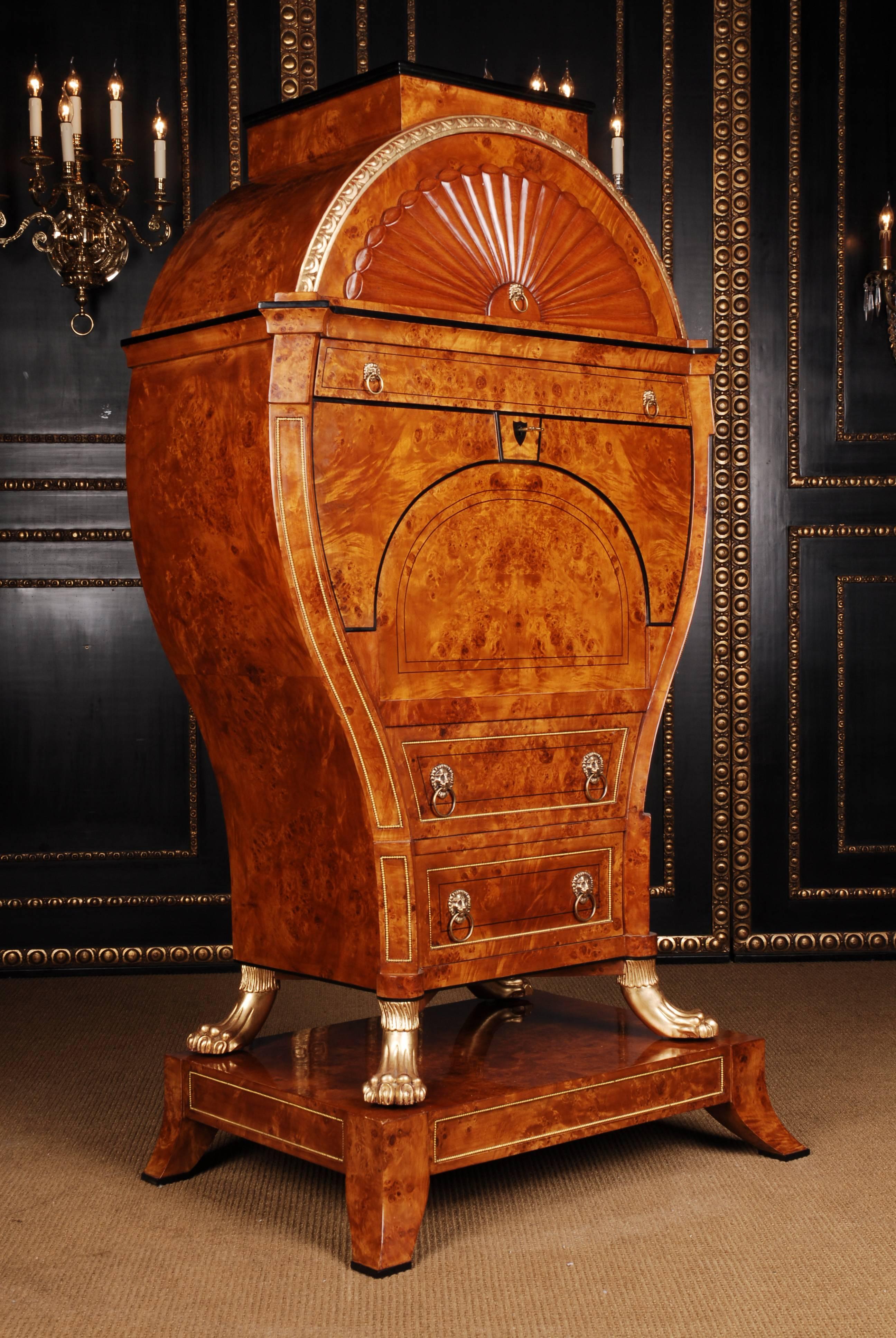 20th Century Lyre Secretaire in Vienna Biedermeier Style