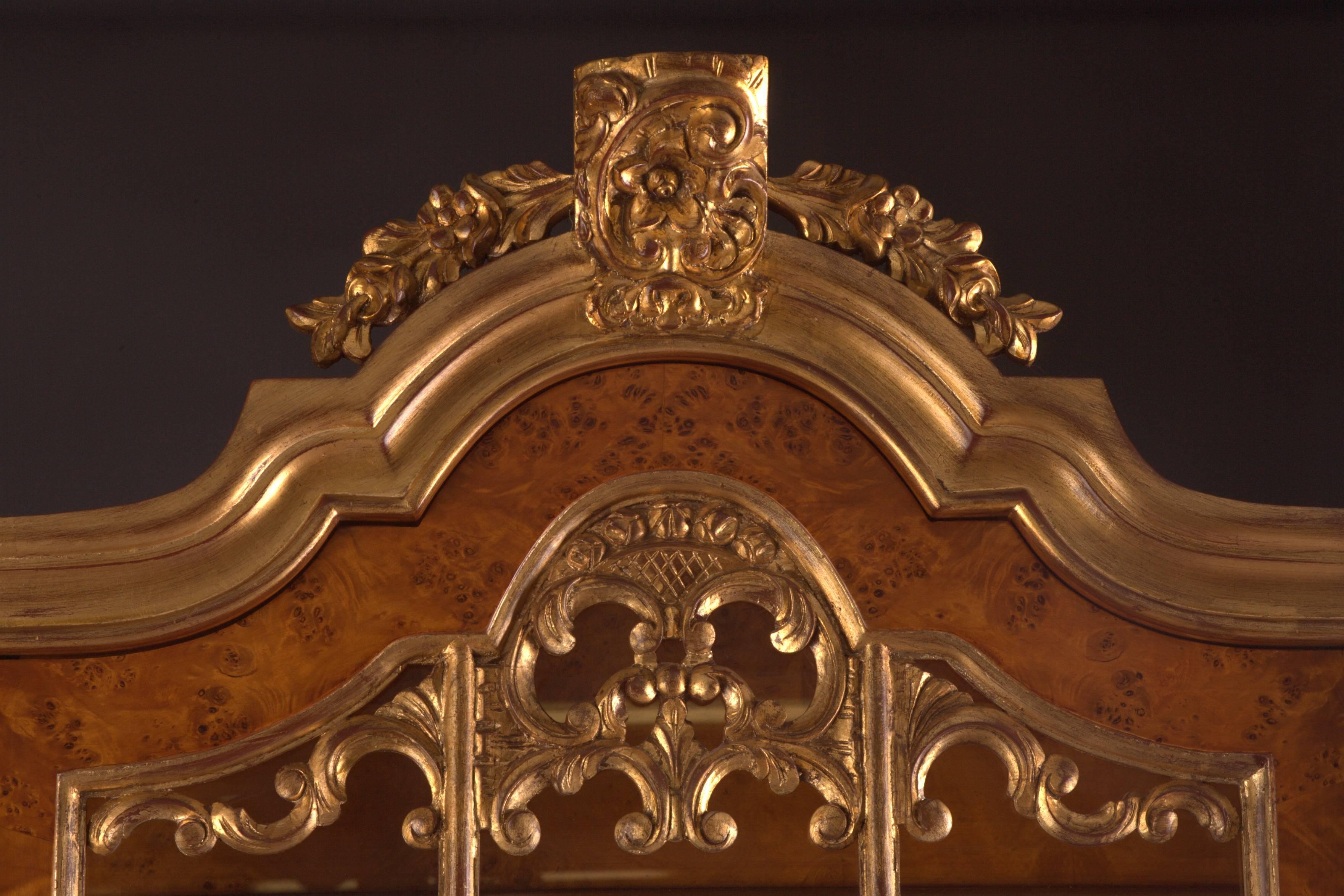 Birdseye Maple Dutch Vitrine-Cupboard in Baroque Style