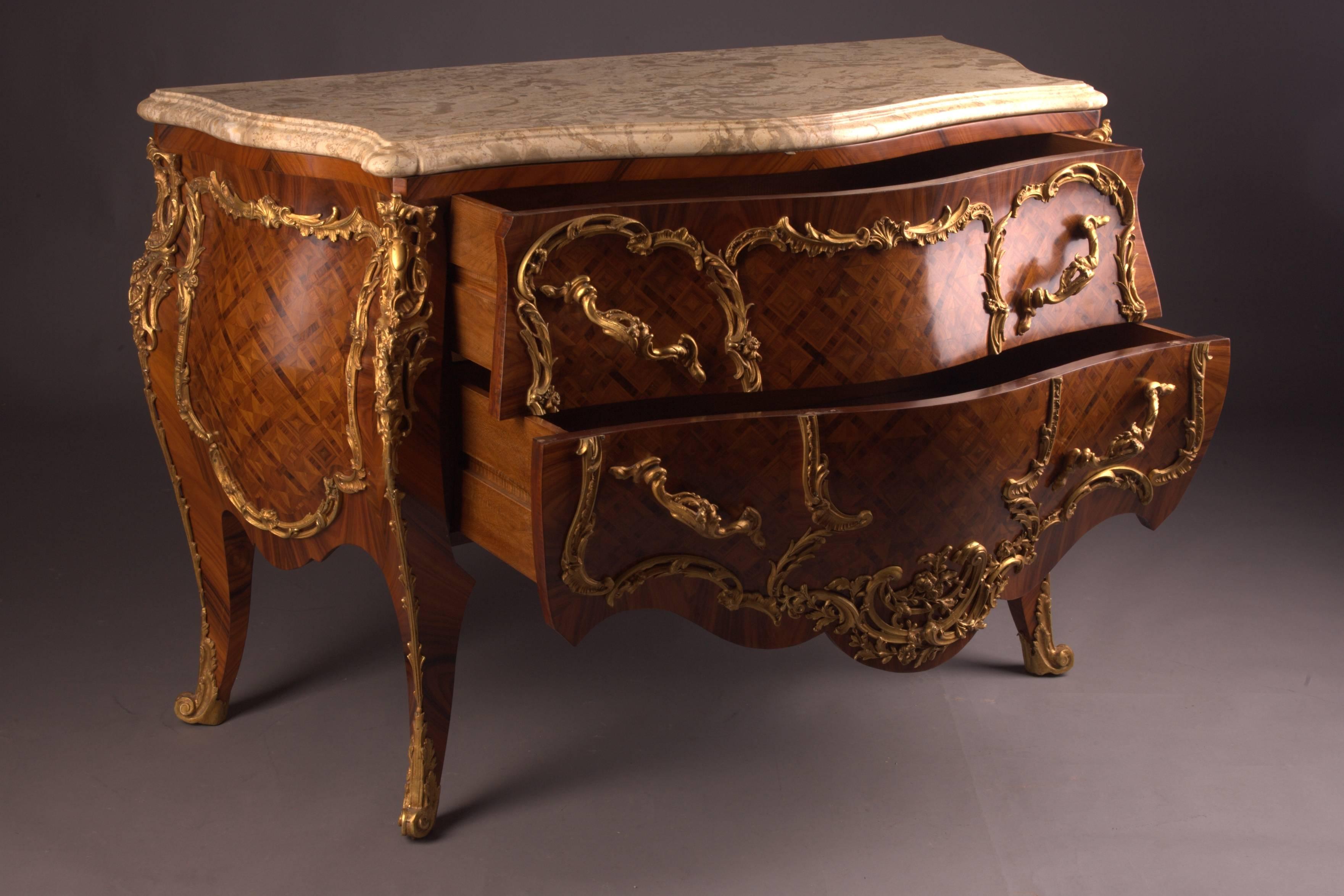 Rosewood Castle Quality French Commode in Louis XV Style