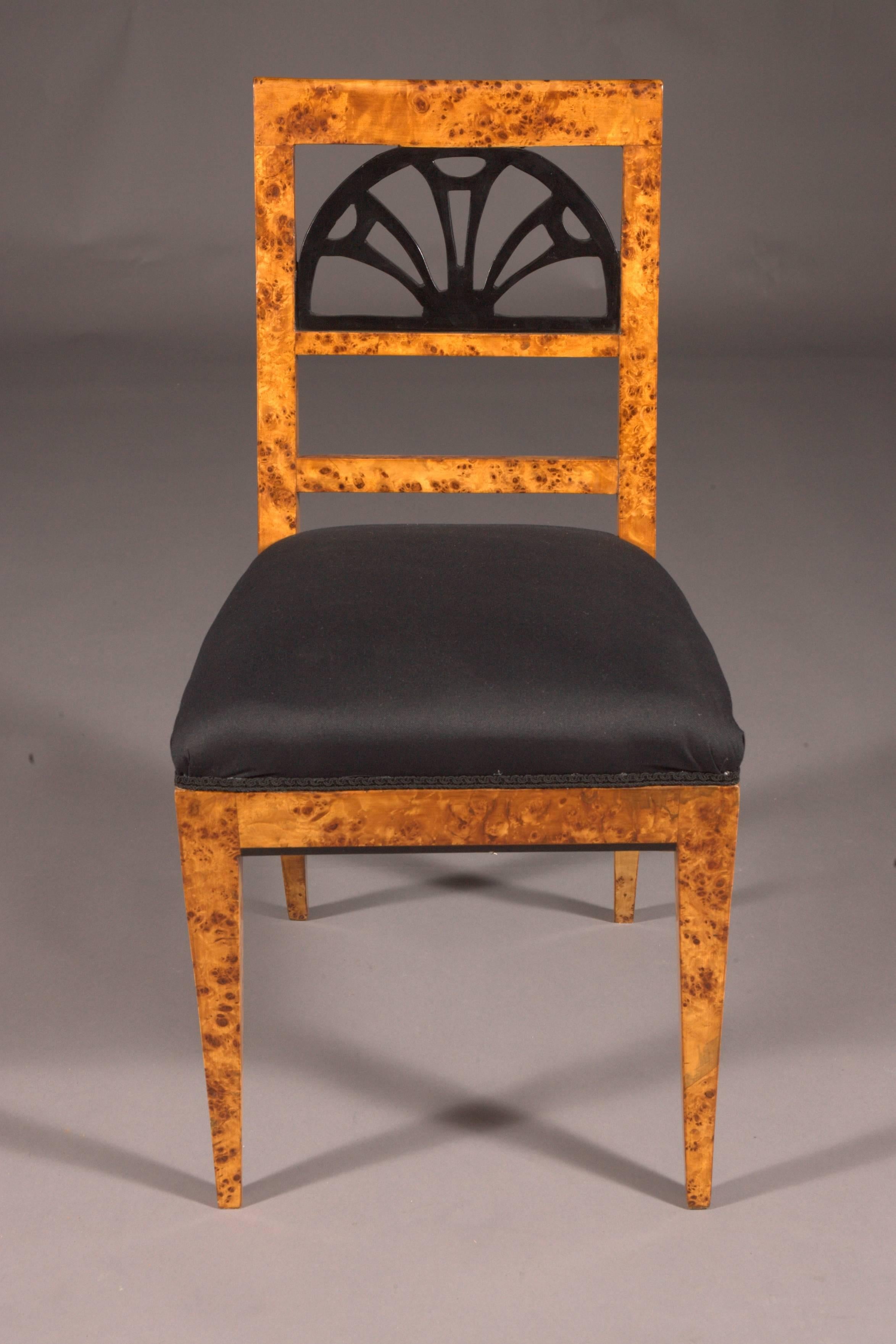 Biedermeier Very Elegant Chair in antique Classicist Style Birdseye maple veneer