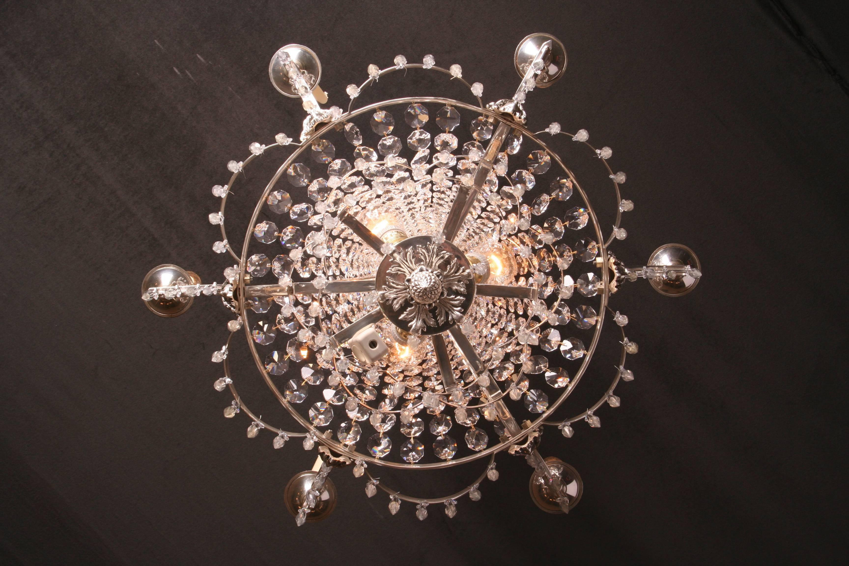 Large Swedish Ceiling Chandelier in Classicist Style 5