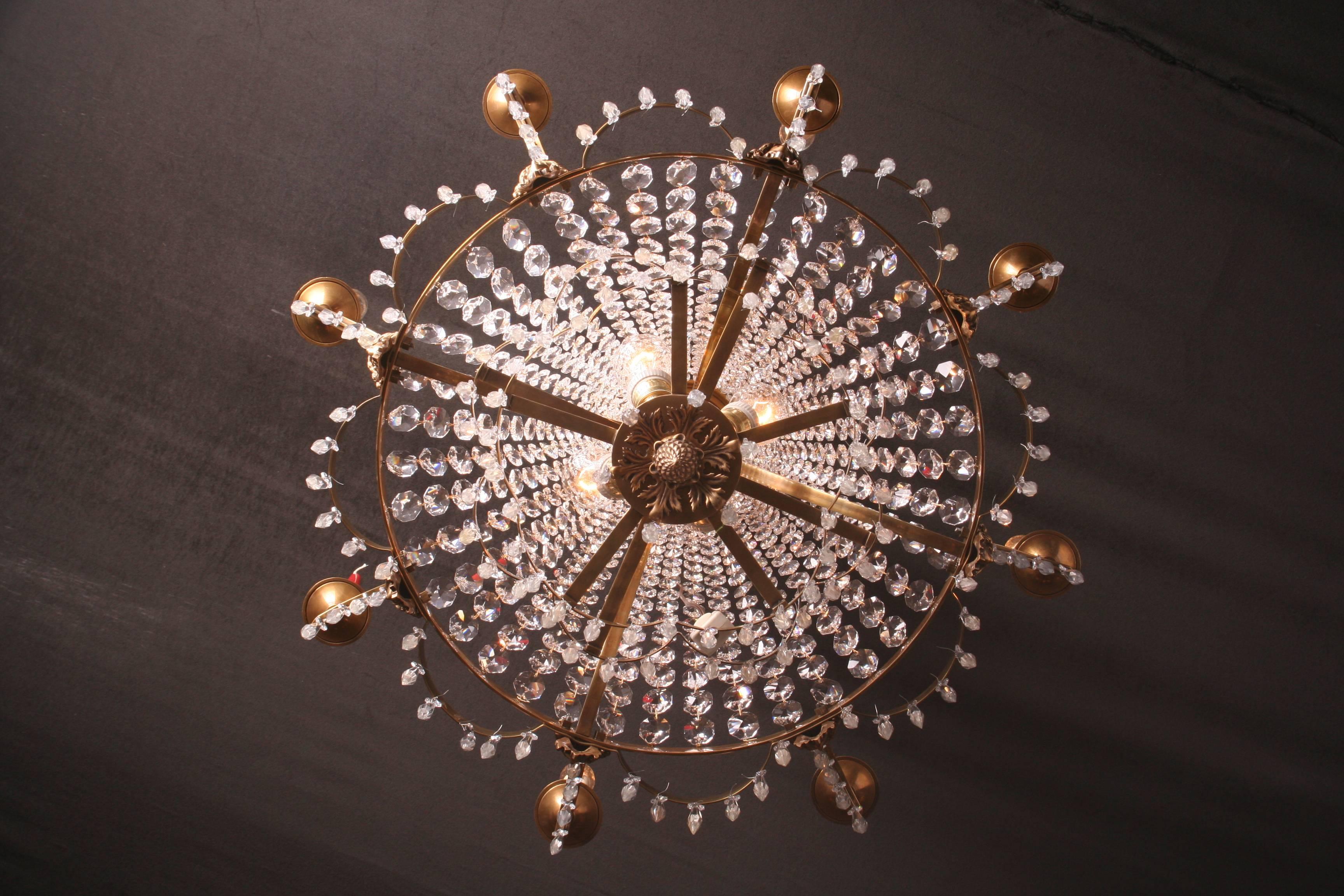 Large Swedish Ceiling Chandelier in Classicist Style For Sale 1