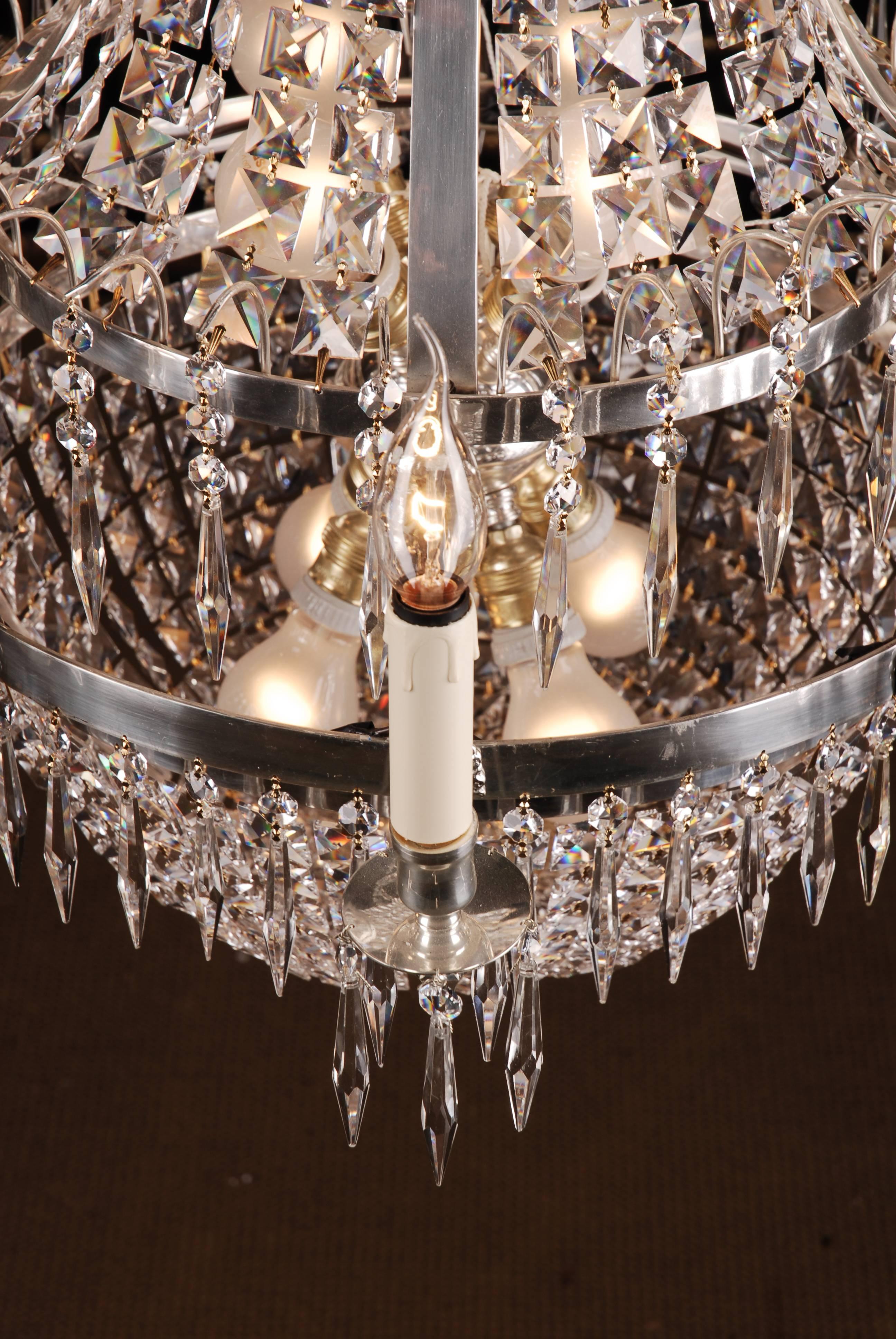 Polished Swedish Empire Ceiling Chandelier in Classicist Style