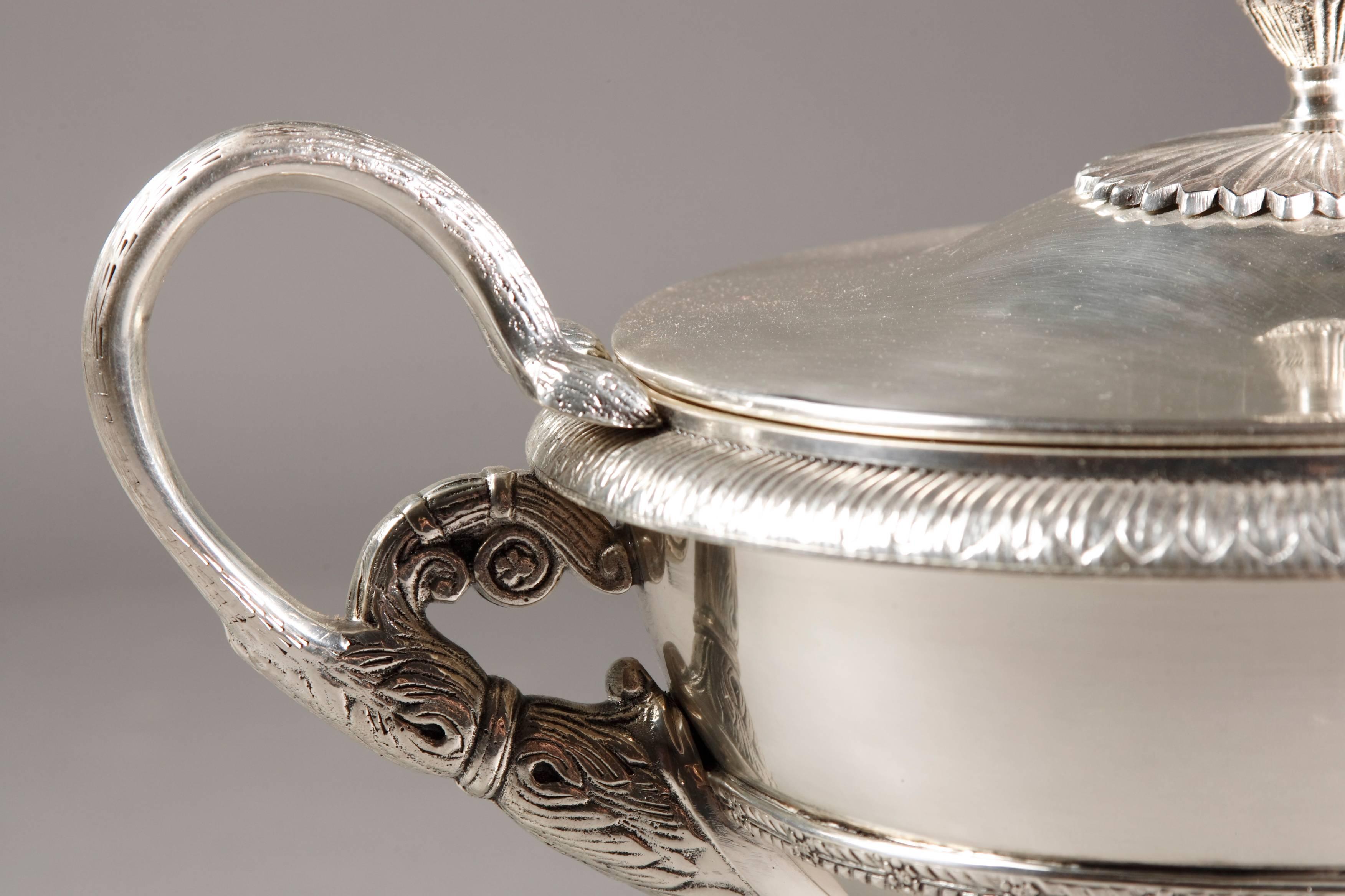 Galvanized Lidded Terrine in Empire Style after J.B. Claude Odiot