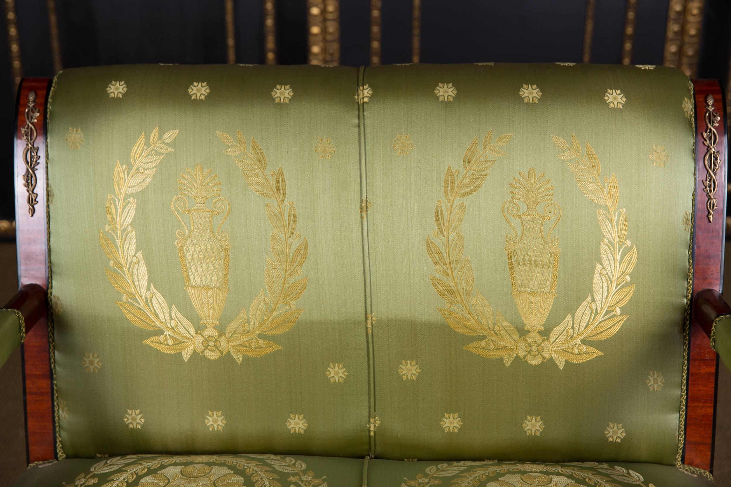 Veneer Elegant French Seating Set in Empire Style Mahogany