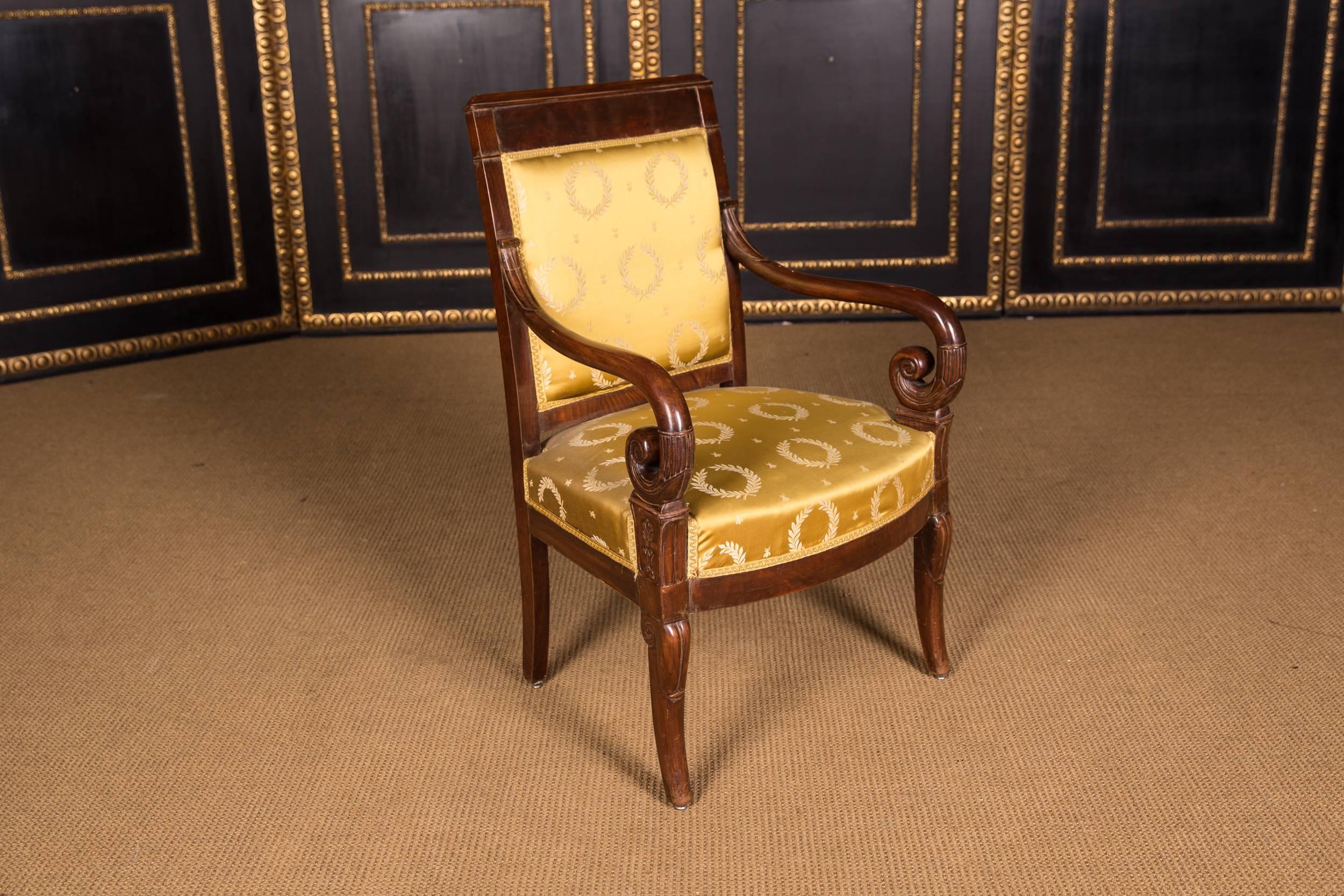 19th Century Original French Empire Sofa and Armchair Set Made from Mahogany (Mahagoni)
