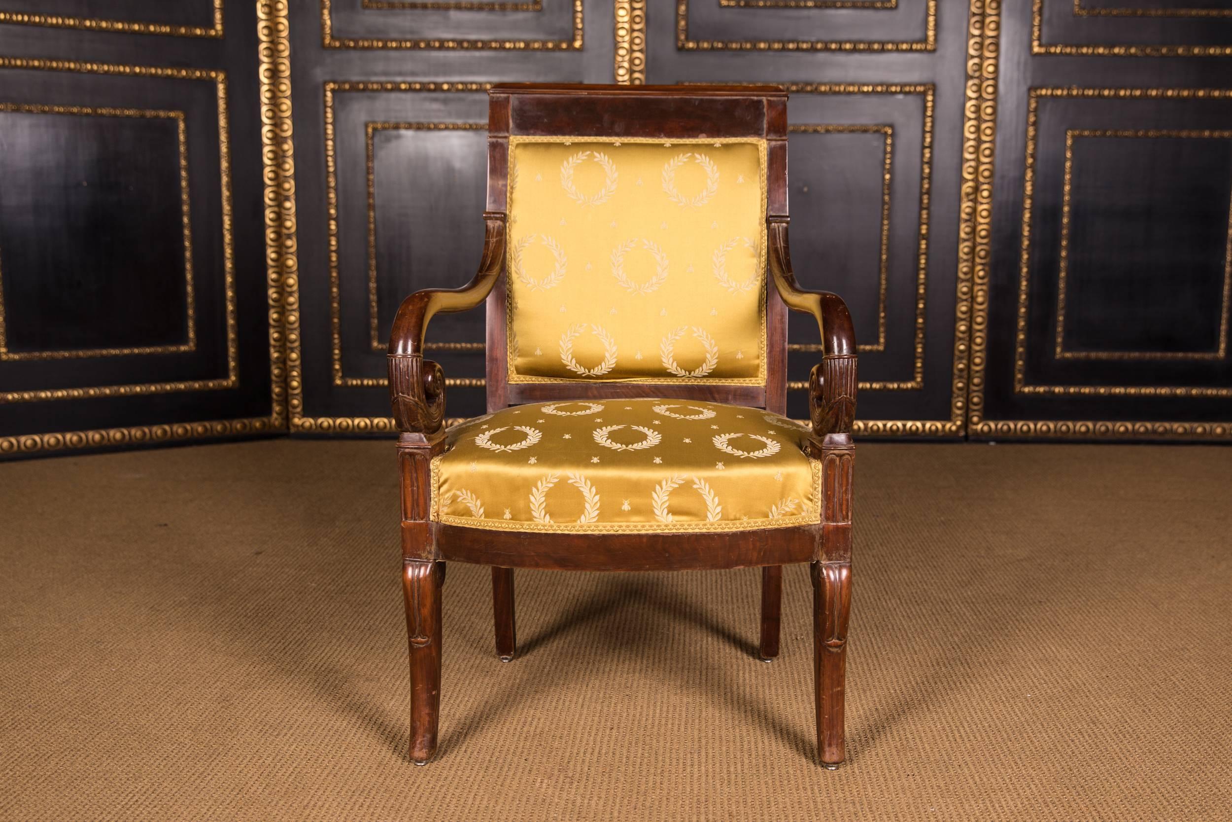 19th Century Original French Empire Sofa and Armchair Set Made from Mahogany 1