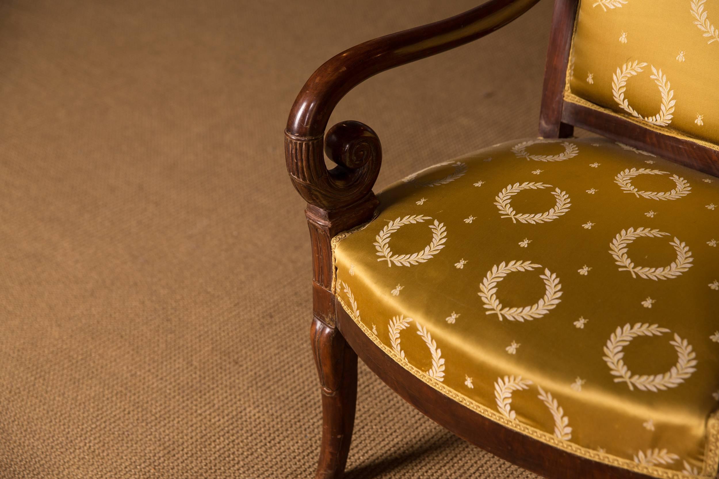 19th Century Original French Empire Sofa and Armchair Set Made from Mahogany 2