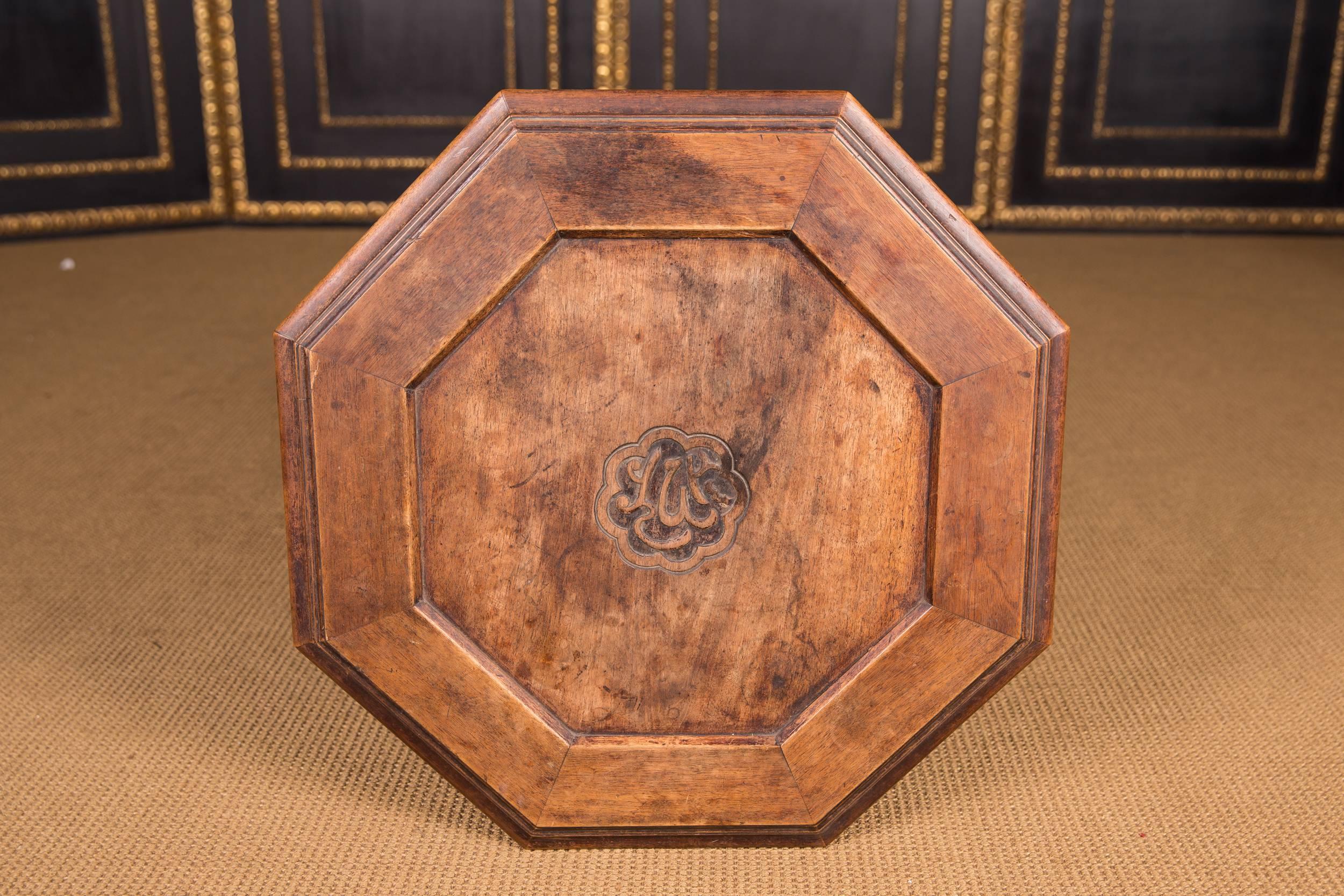 Beech 19th Century, Oriental Octogonal Table with Inlaid, circa 1900