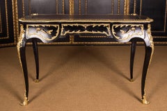 20th Century French Bureau Plat Desk in the Louis XV Style Black Ebonized Veneer