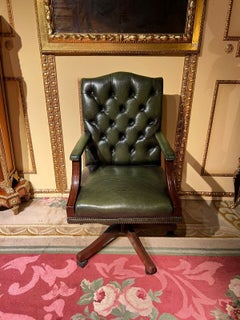 Chesterfield Vintage Captain's Office Chair in Green Leather