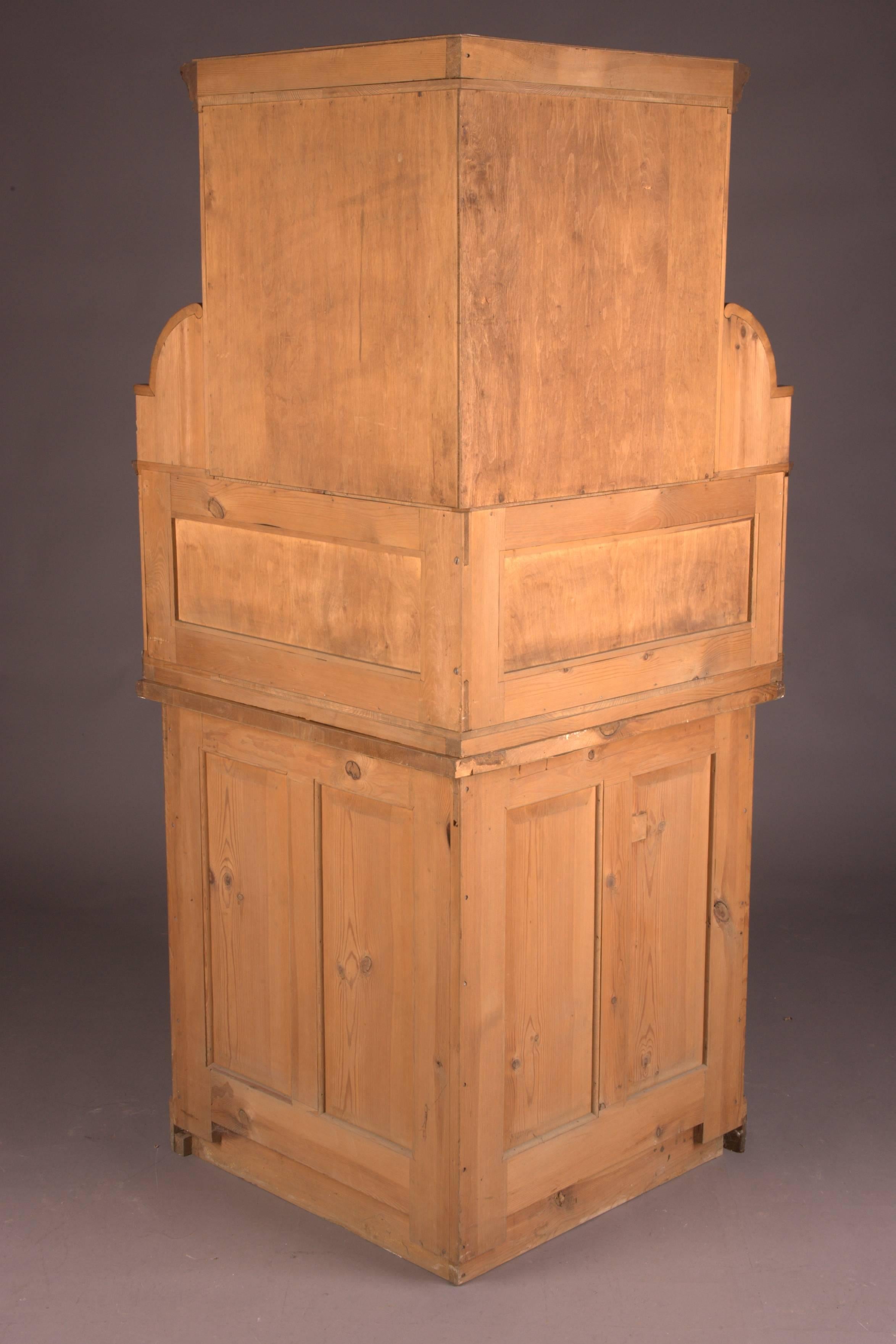 Early 20th Century, Art Nouveau Corner Cupboard Walnut on Solid Conifer 2