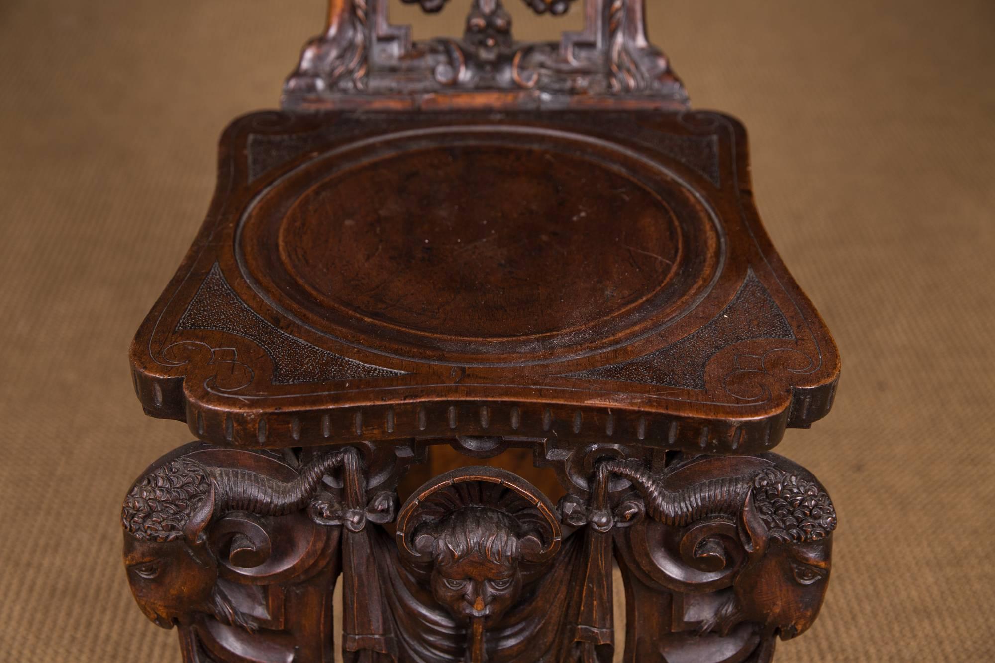 Walnut 19th Century, Three Antique Neo-Renaissance Chairs from Venice 