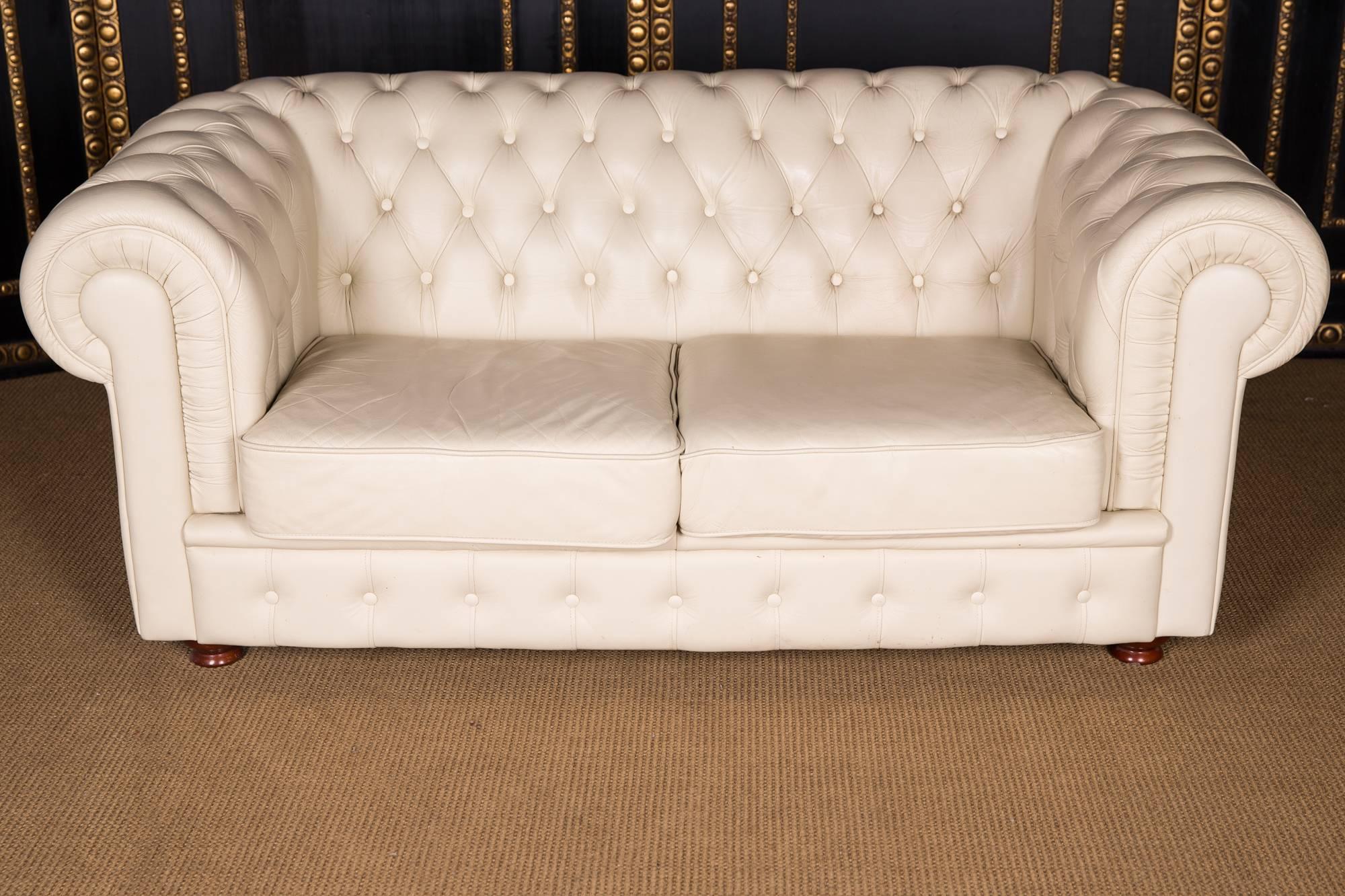 Classic Chesterfield sofa. The line in detail make this furniture simply unique.

The Chesterfield sofa is covered with real, finest leather. The leather is of best quality, very easy to maintain and durable in use. At the same time, it is very