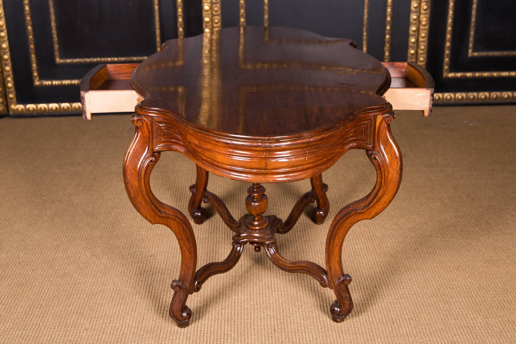 19th Century, Original Late Biedermeier Table Mahogany Veneer,  circa 1860  4