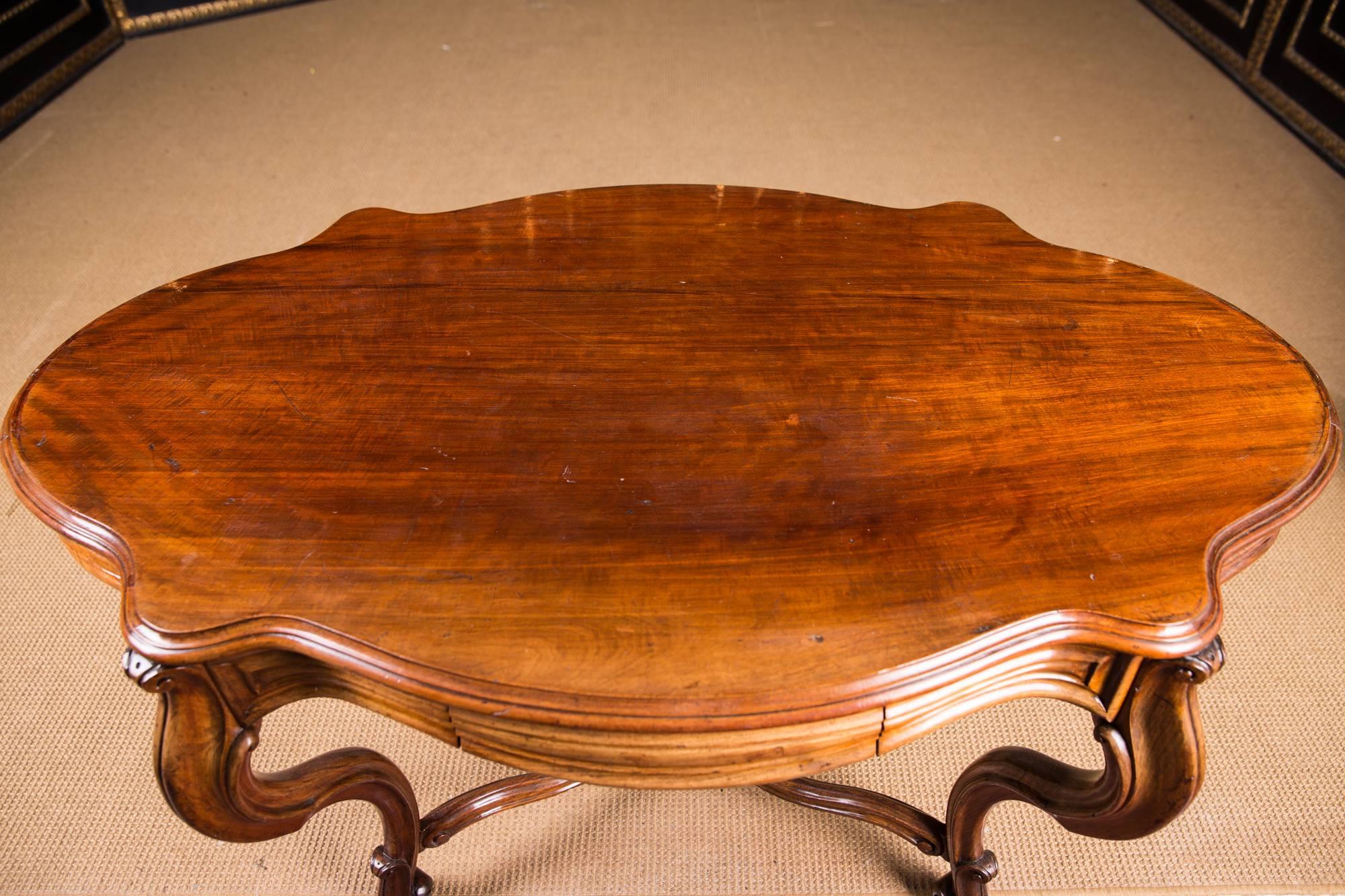 19th Century, Original Late Biedermeier Table Mahogany Veneer,  circa 1860  5