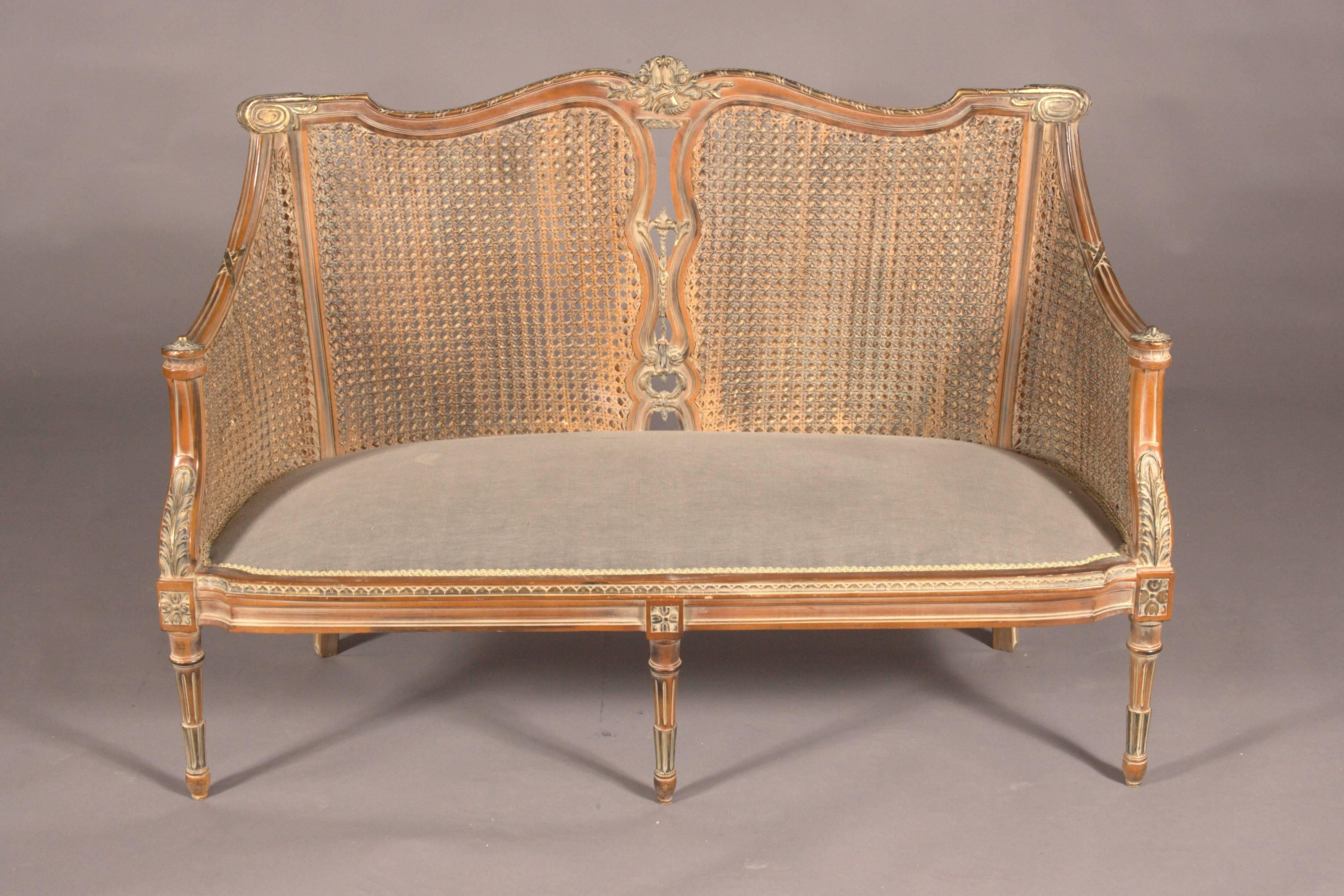 Hand-Carved 20th Century Elegant Chair Set in English Style, Carved and Colored Beechwood