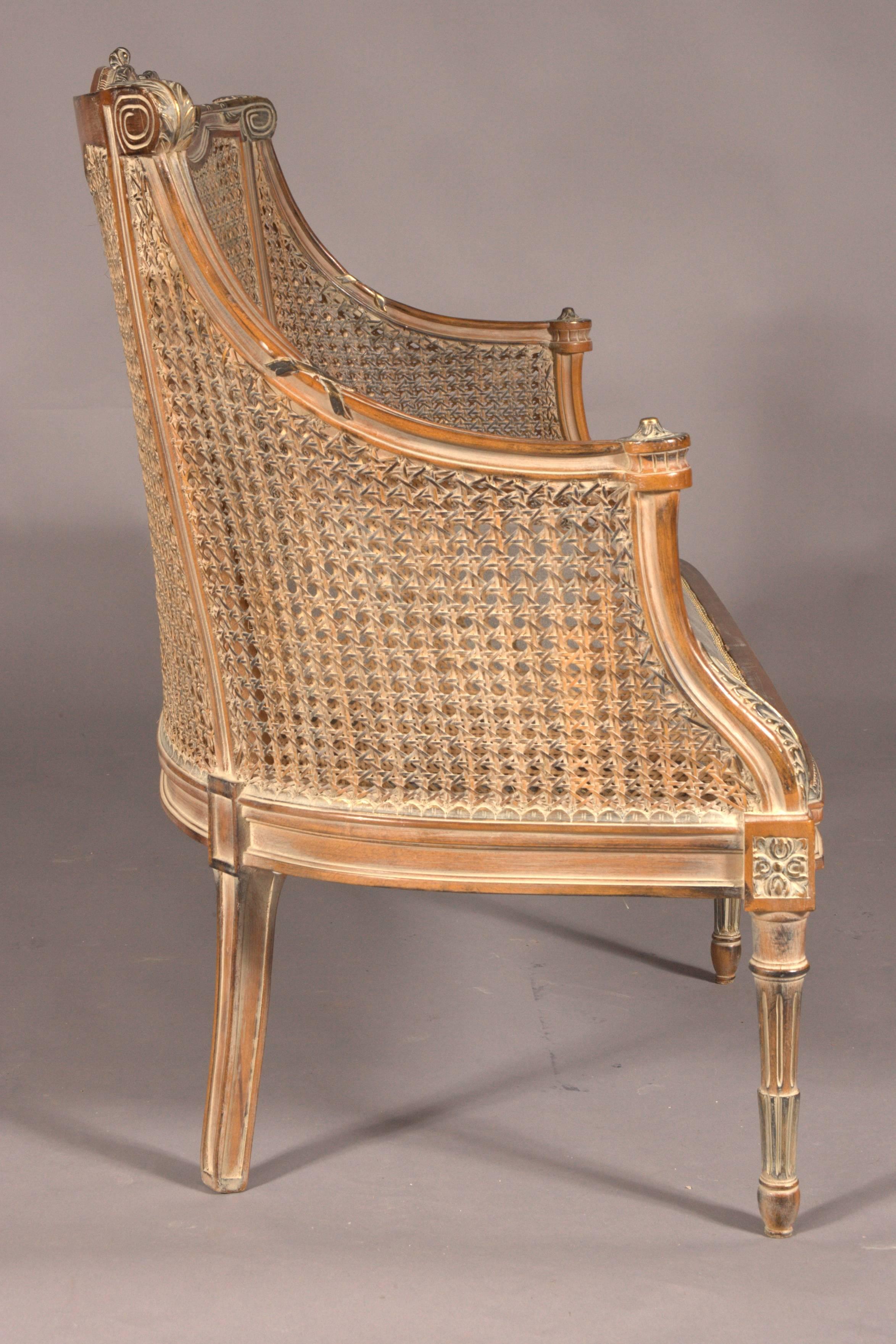 20th Century Elegant Chair Set in English Style, Carved and Colored Beechwood 1