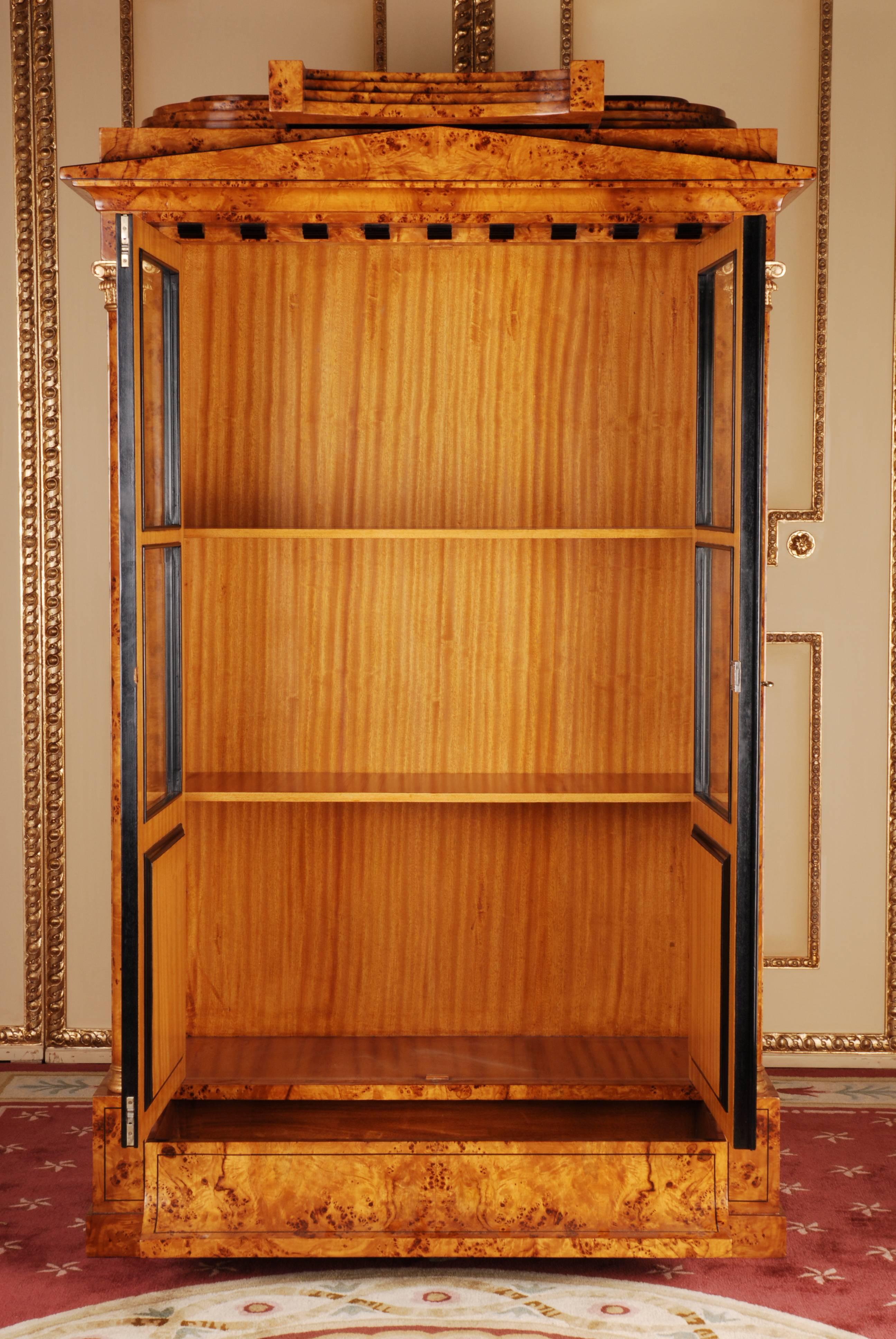 20th Century Large Display Cabinet in Biedermeier Style Beechwood Root Veneer 2