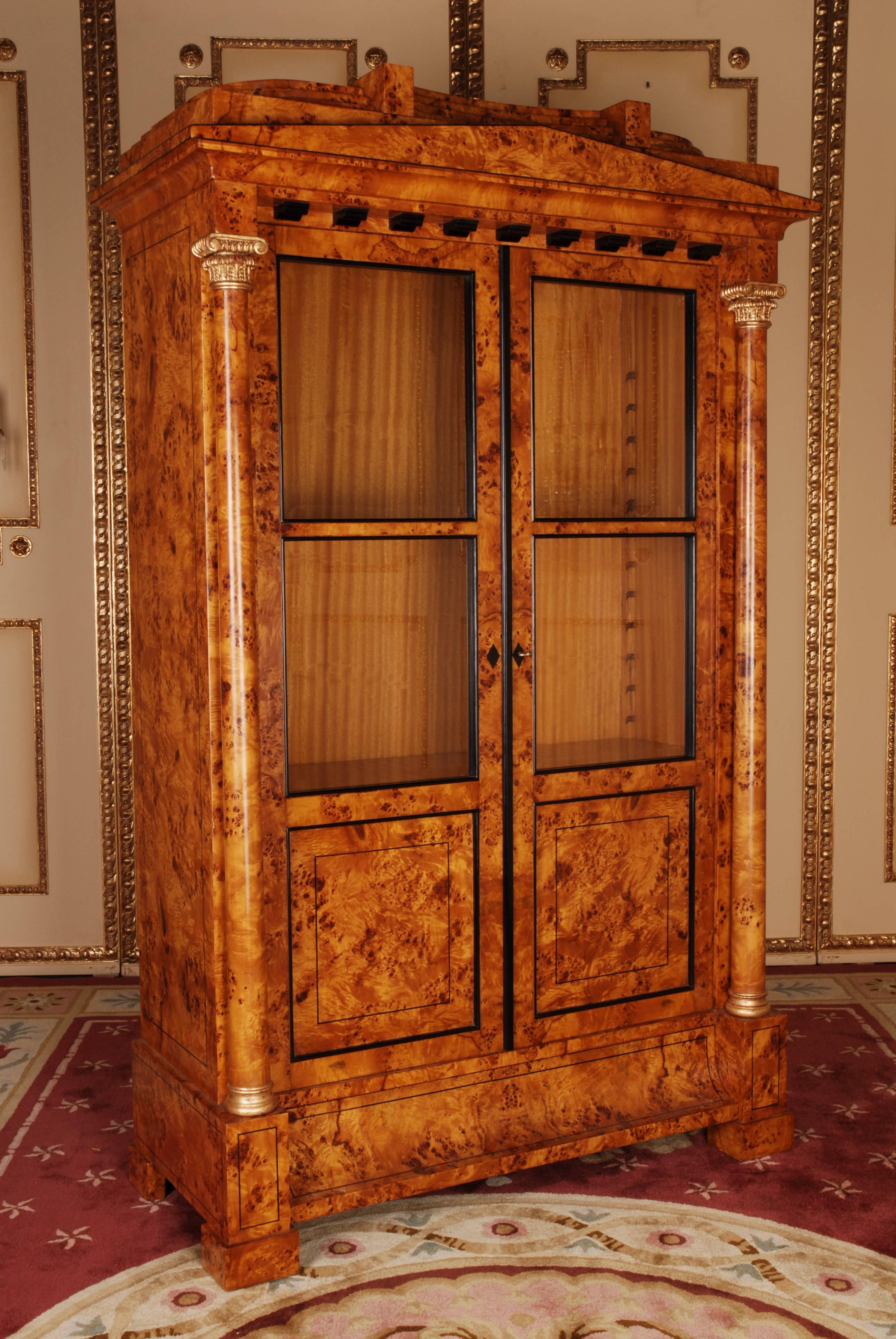 20th Century Large Display Cabinet in Biedermeier Style Beechwood Root Veneer 3