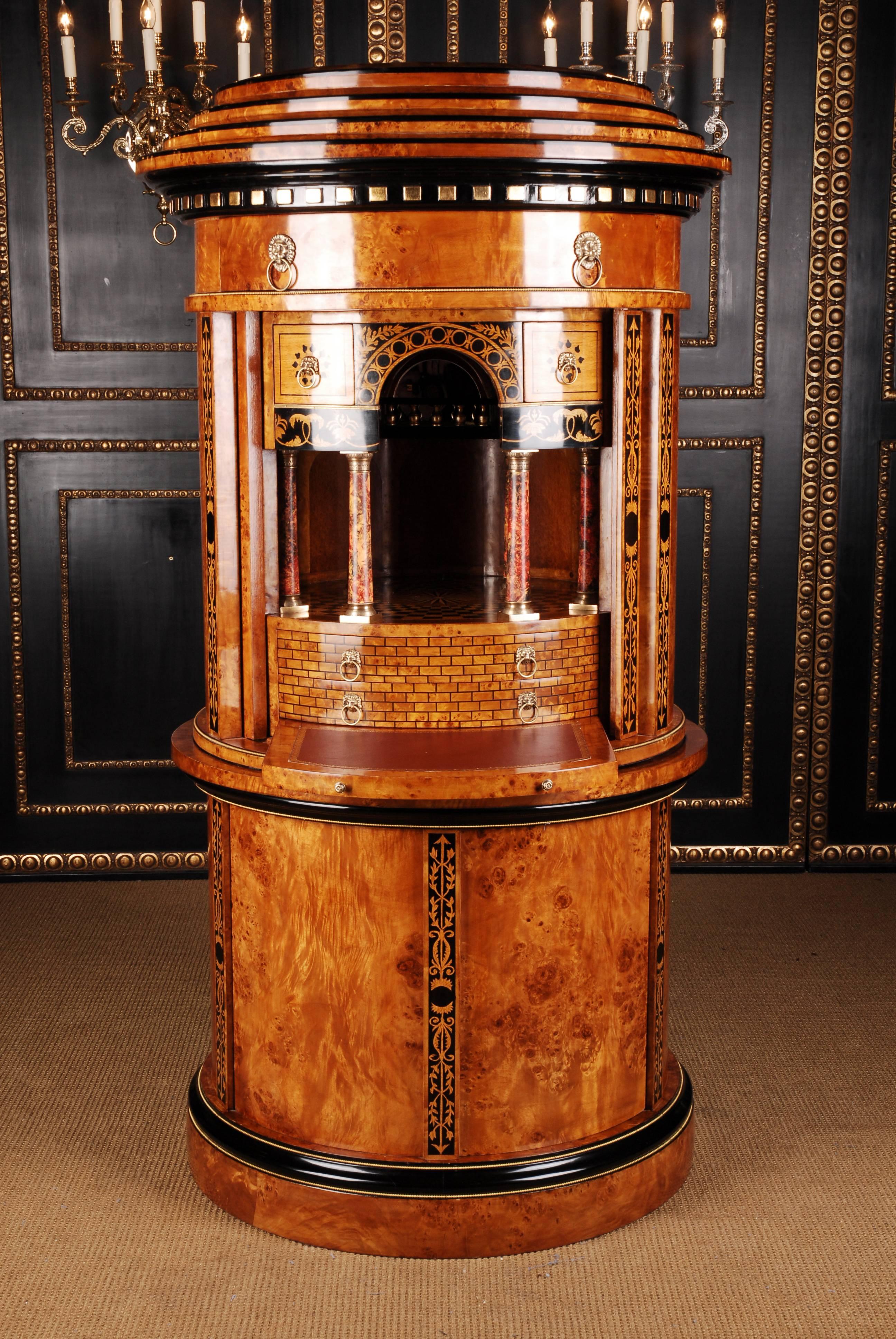 20th Century Cylindrical Secretaire in Viennese Biedermeier Style Maple Veneer 2