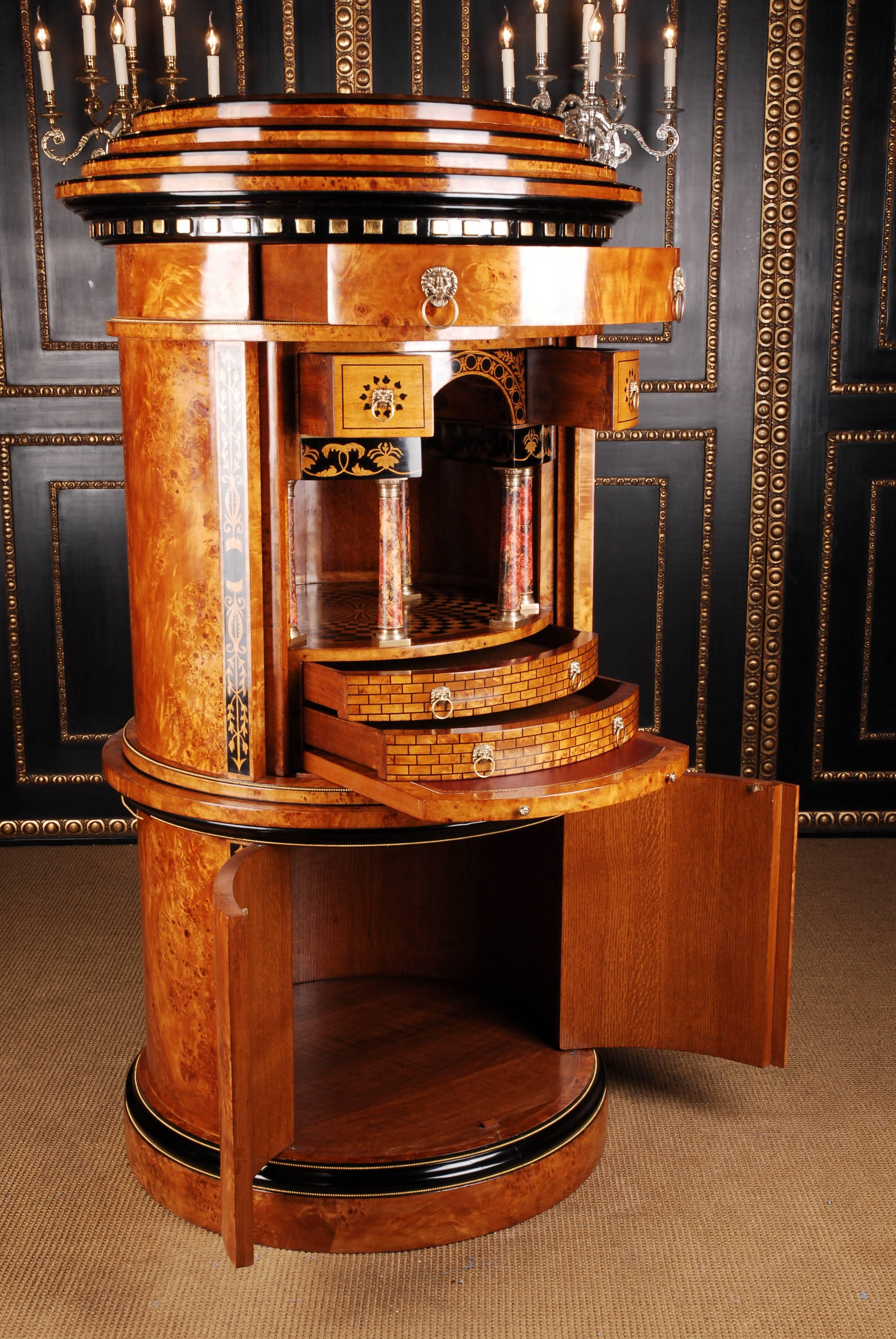 20th Century Cylindrical Secretaire in Viennese Biedermeier Style Maple Veneer 3