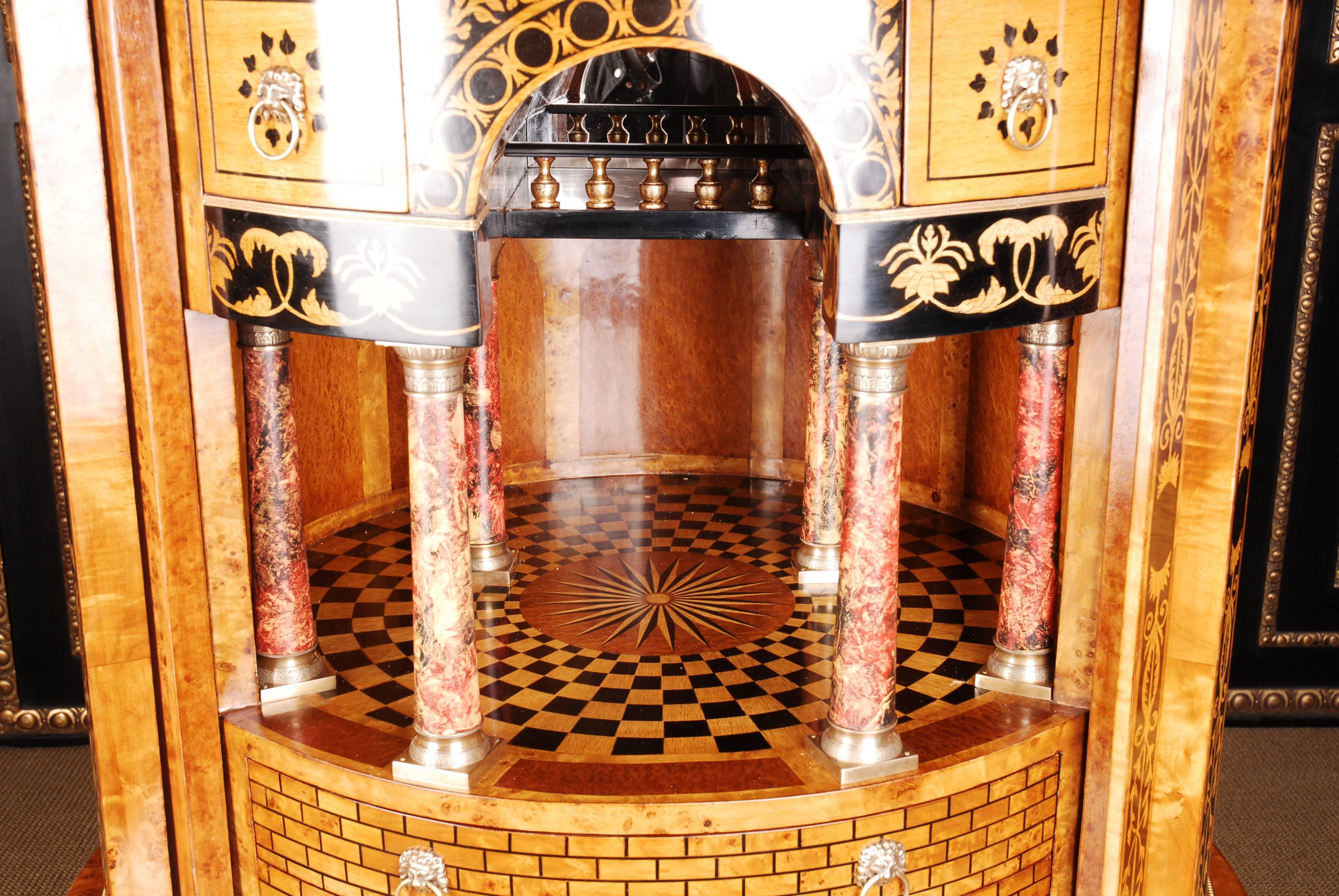 20th Century Cylindrical Secretaire in Viennese Biedermeier Style Maple Veneer 4