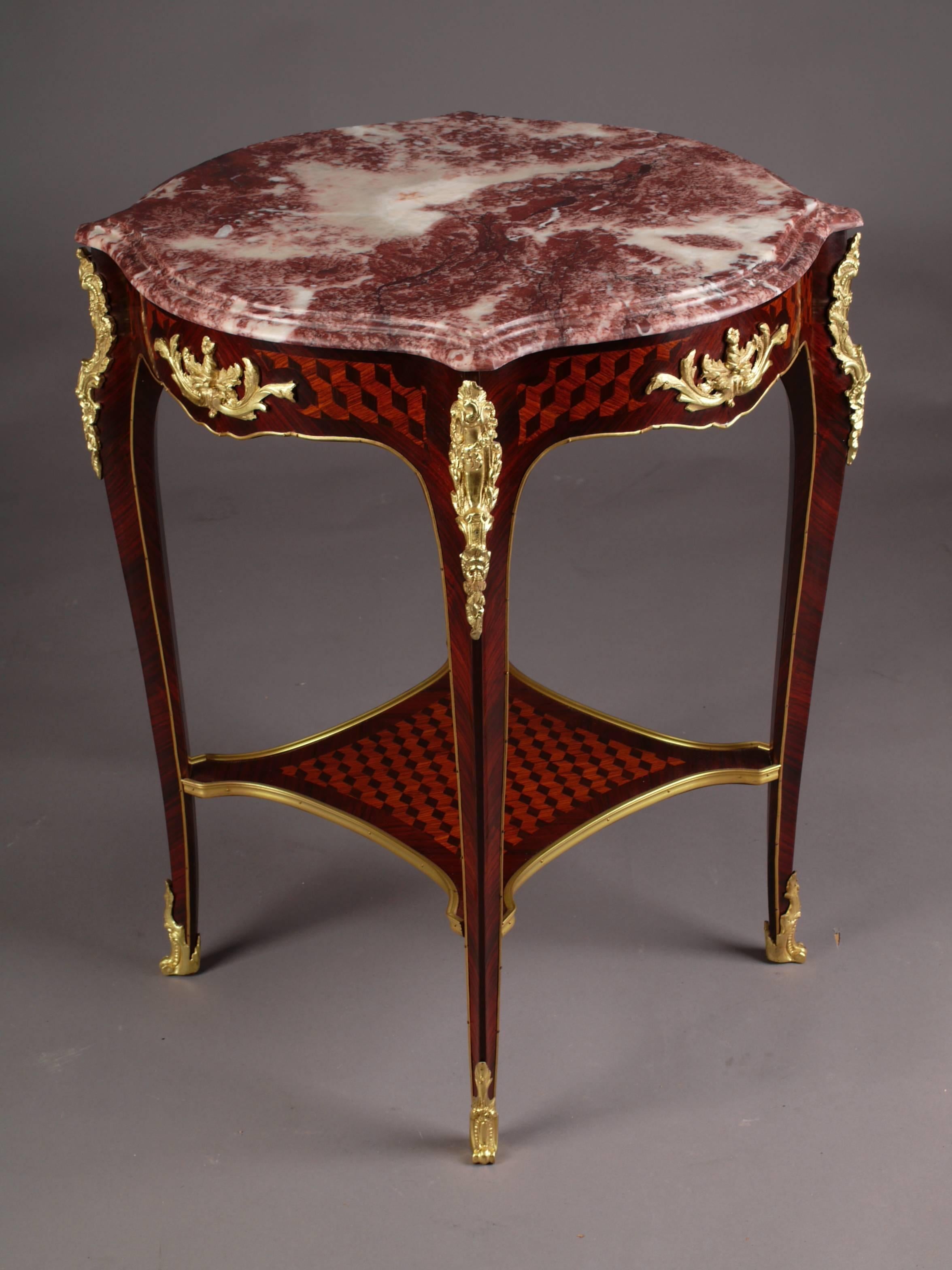 Louis XV 20th Century Exclusive Side Table in Louis Quinze Style Rosewood Veneer
