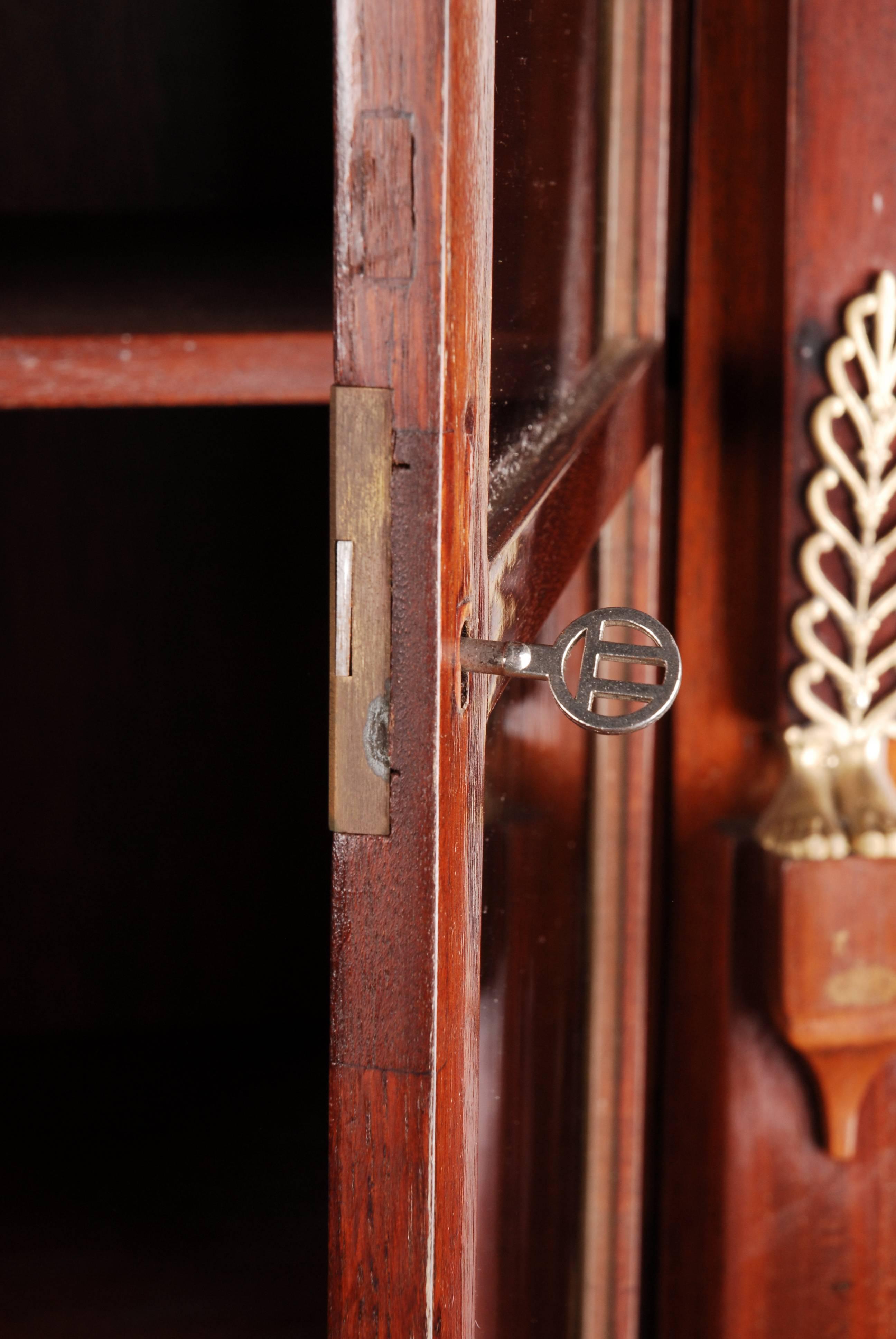 19th Century French Empire Library Cabinet, Cuba Mahogany (Bronziert)