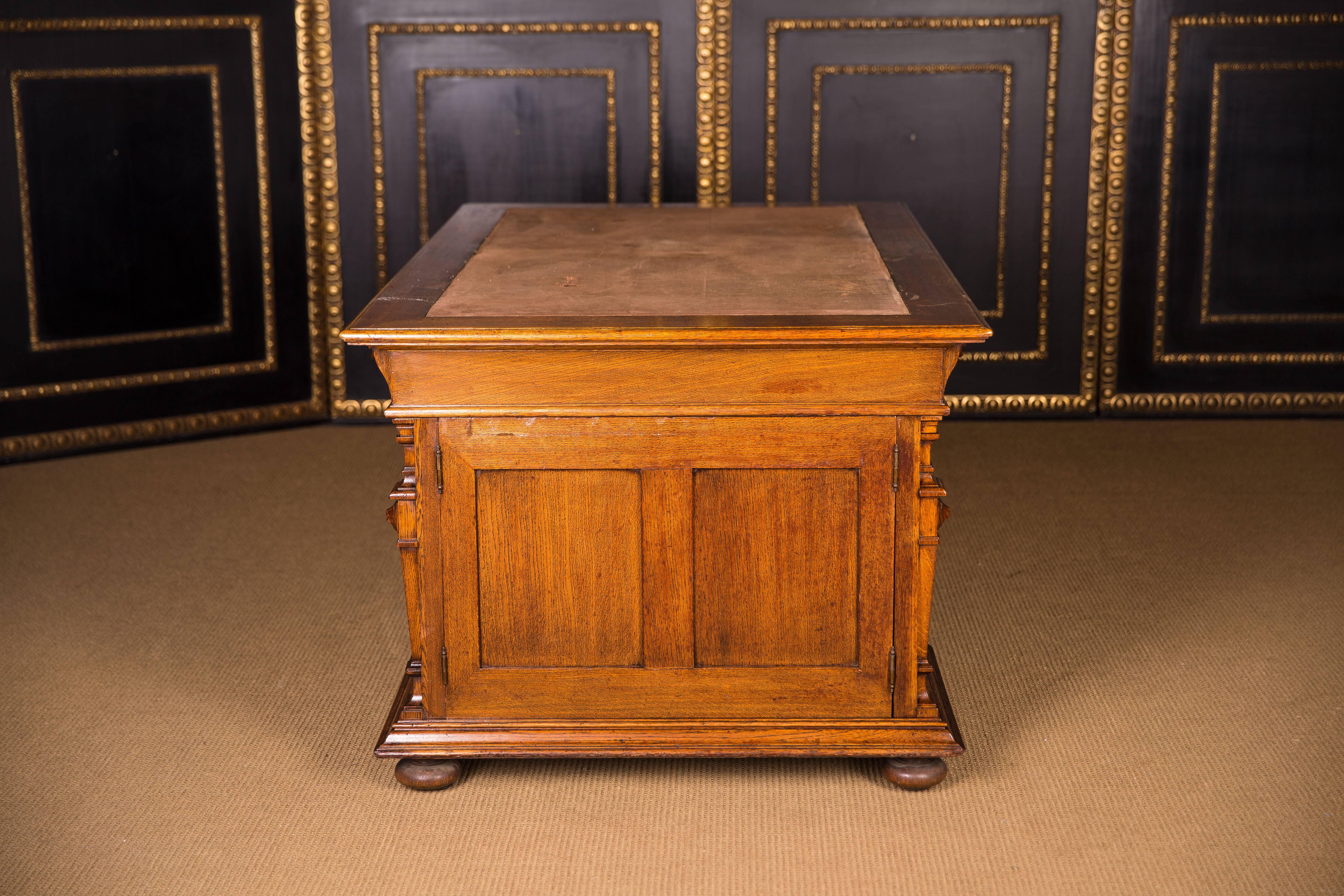 Monumental German Gründerzeit Partner Desk, circa 1880 In Good Condition In Berlin, DE