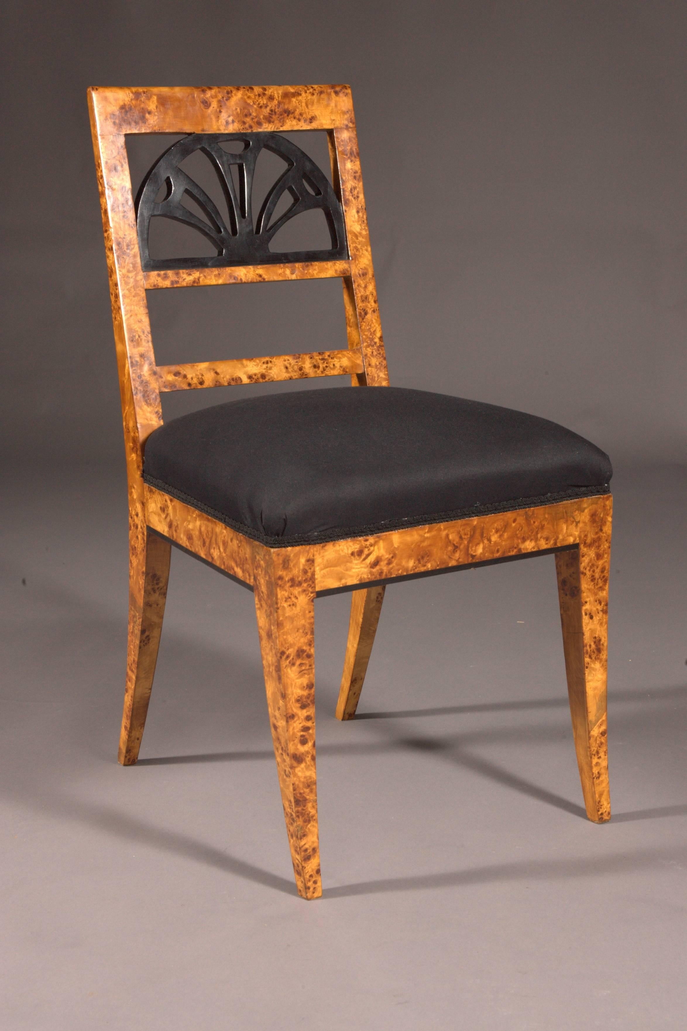 20th Century Very Elegant Chair in antique Classicist Style Birdseye maple veneer