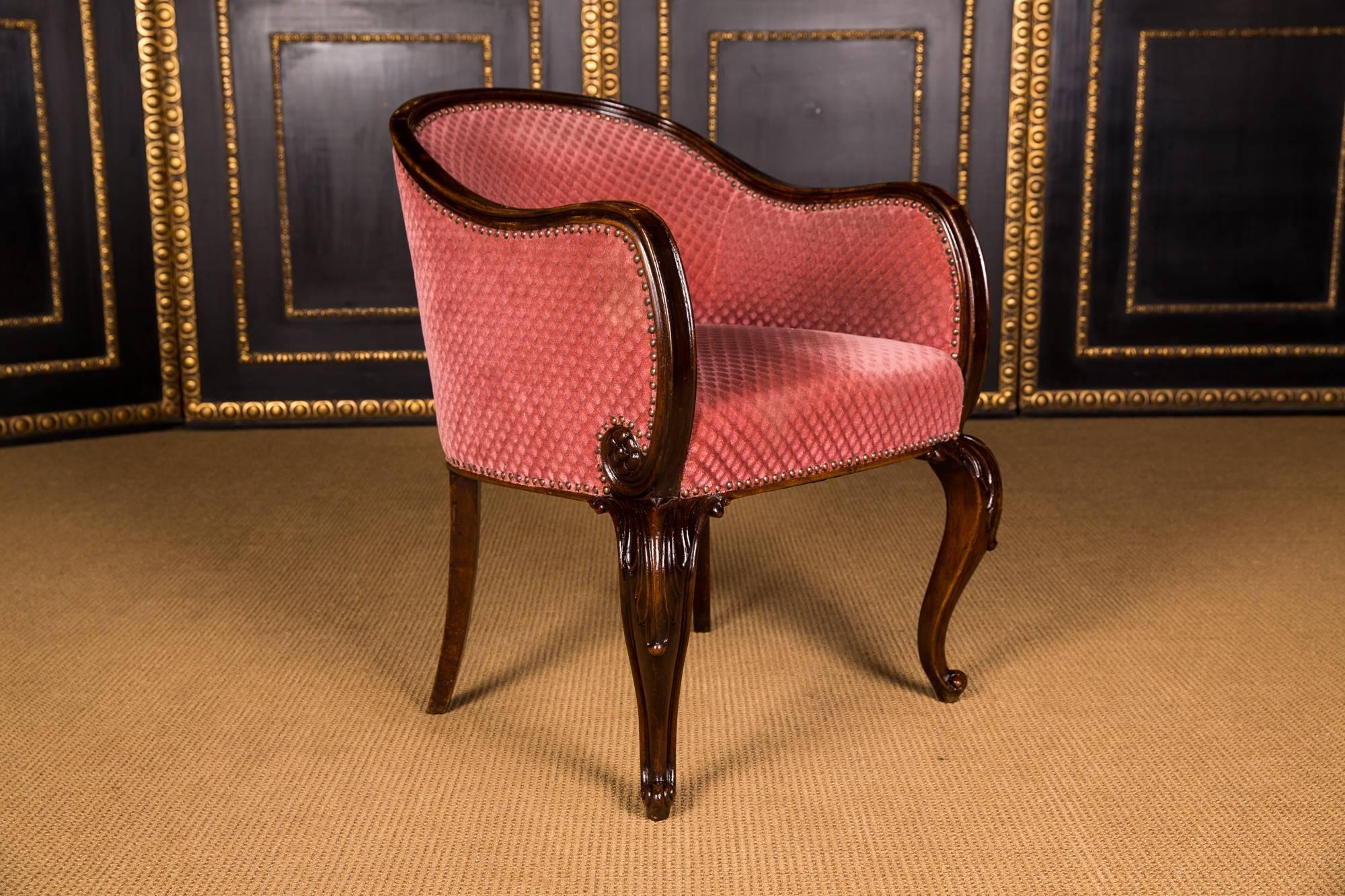 German Early 20th Century, Two Beautiful Armchairs in Mahogany Wood