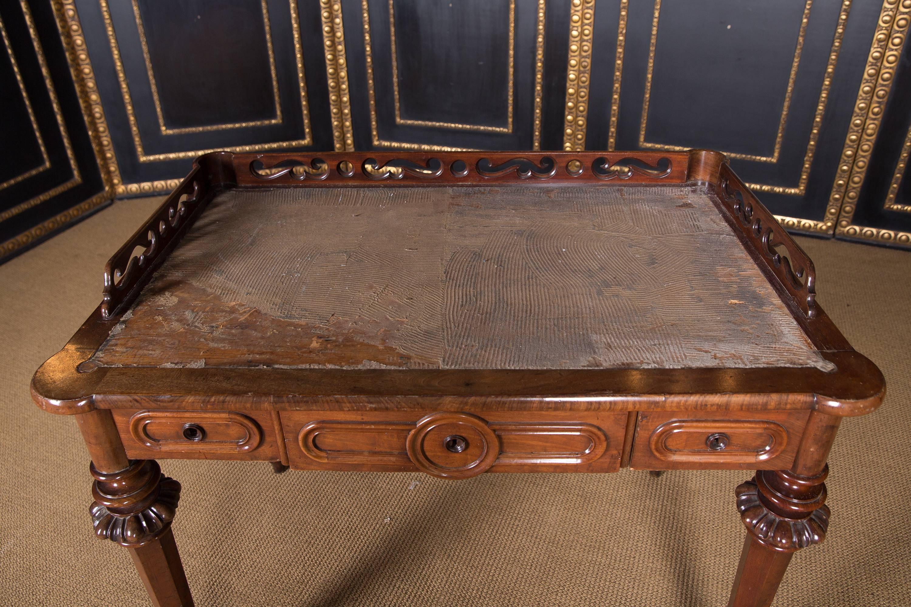 German 19th Century, Historical Ladies Desk of the Late Biedermeier, Mahogany Veneer