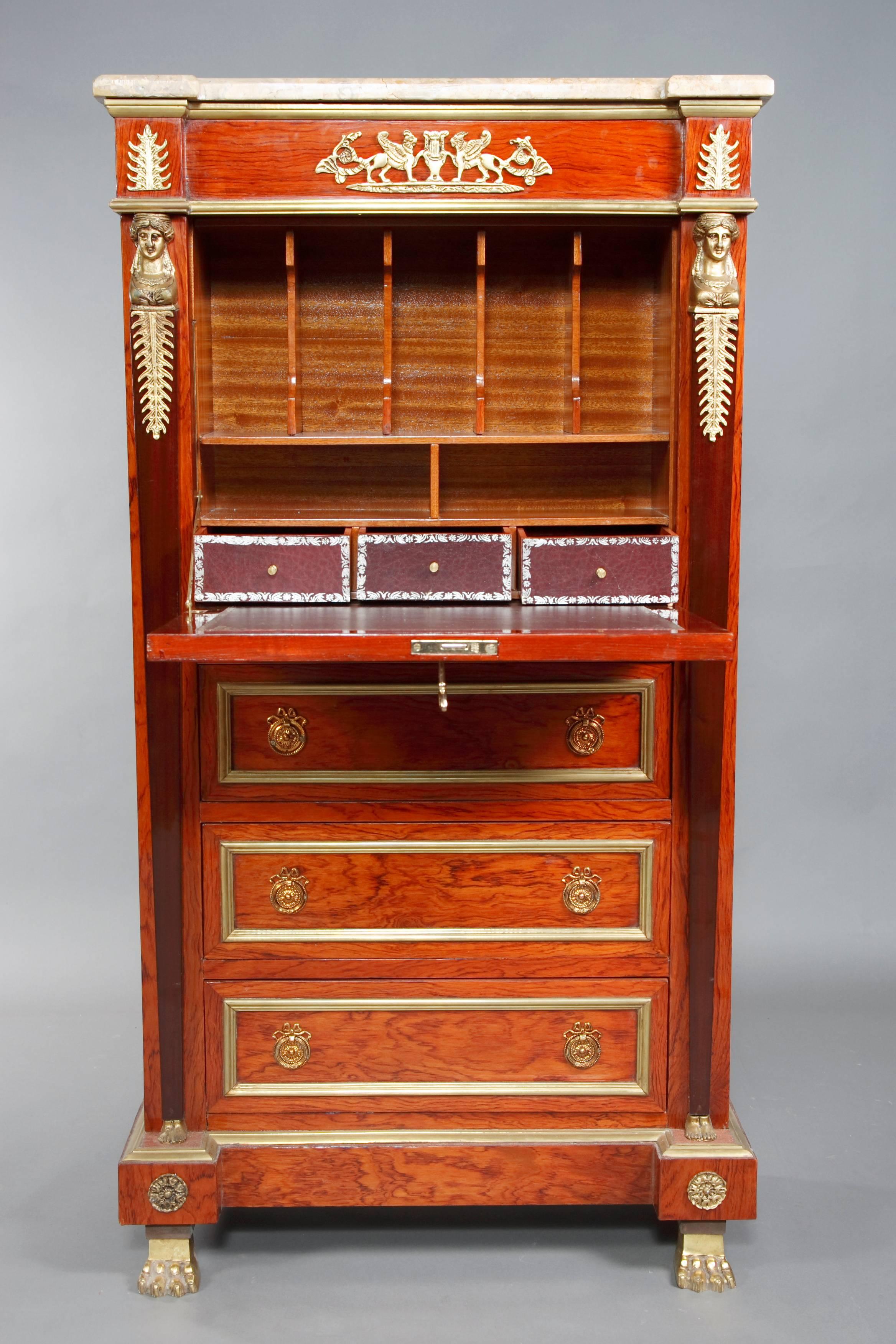 20th Century Library Secretaire in the Empire Style Mahogany Veneer In Good Condition In Berlin, DE