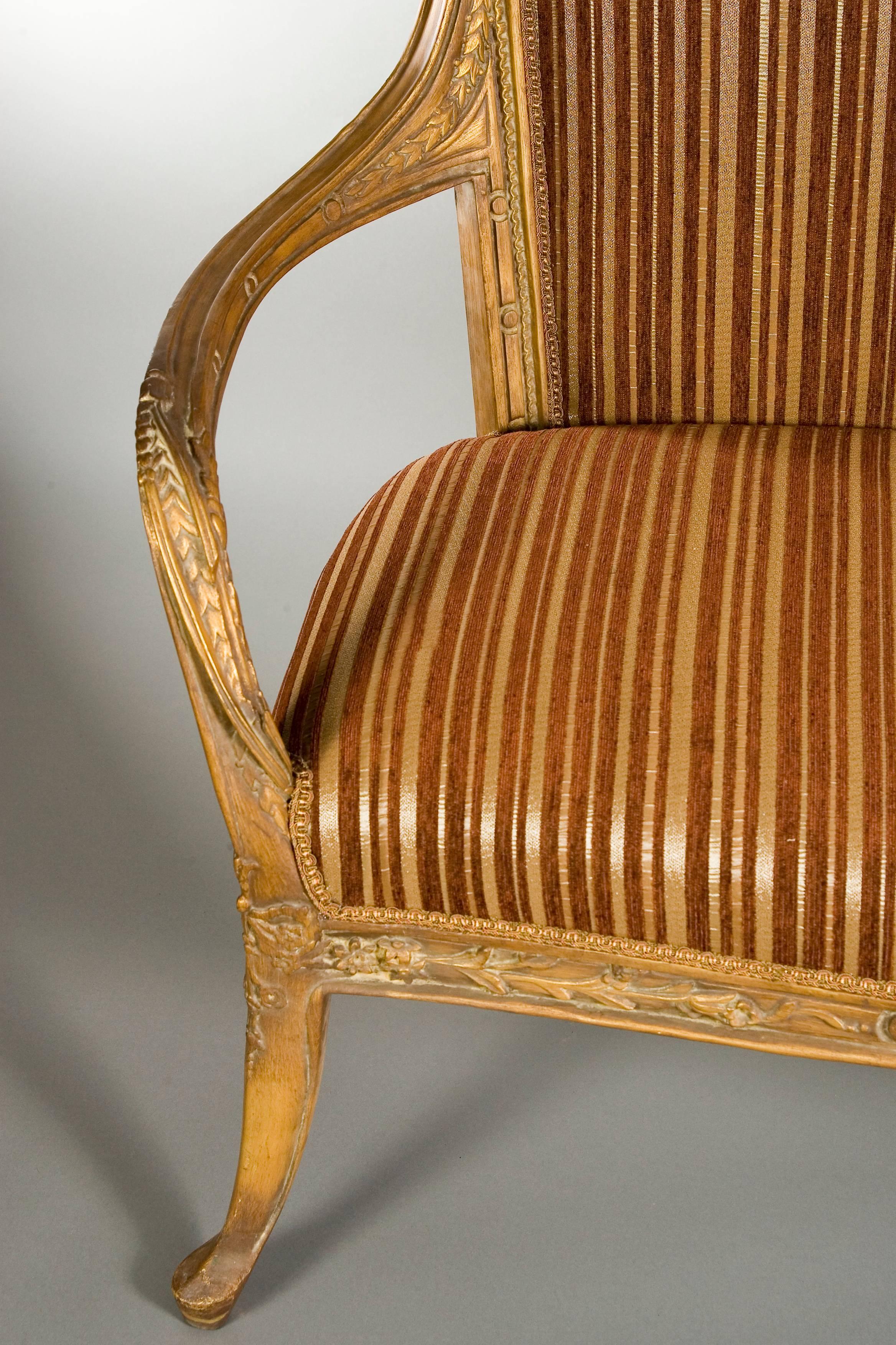 Gilt 20th Century French Sofa in the Art Nouveau Style Beechwood