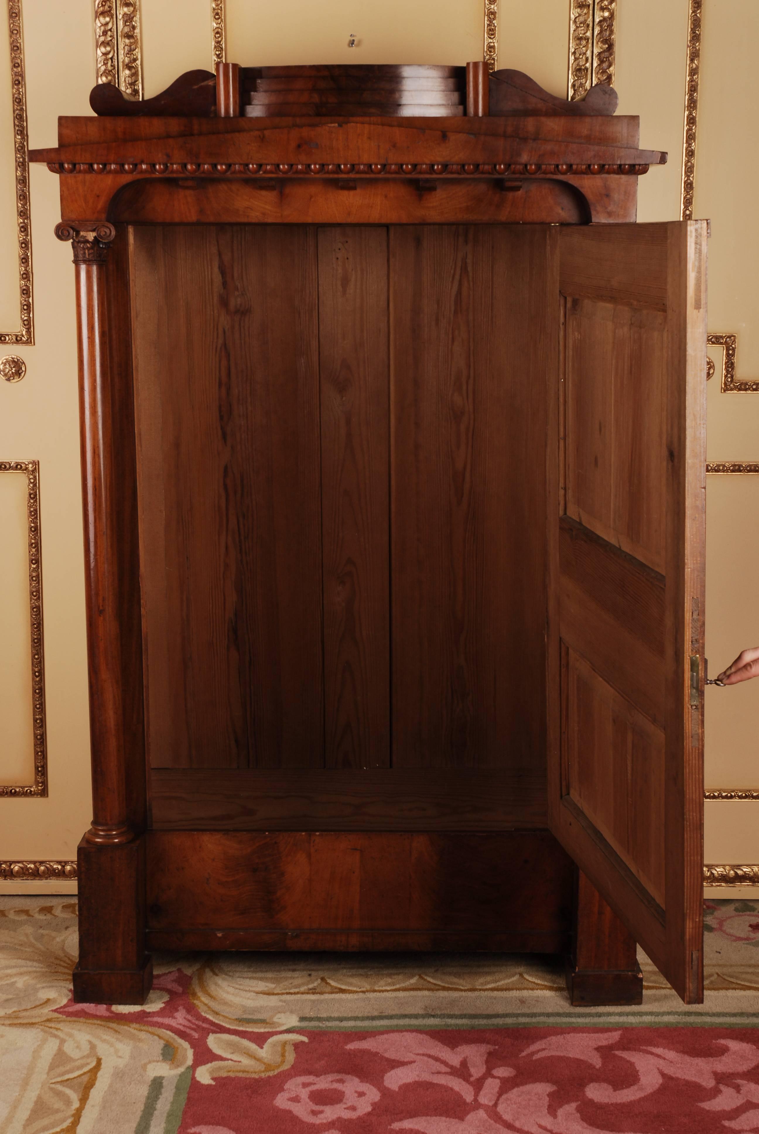 19th Century Original Biedermeier Cabinet, Cuba Mahogany Veneer Warm Patina 2