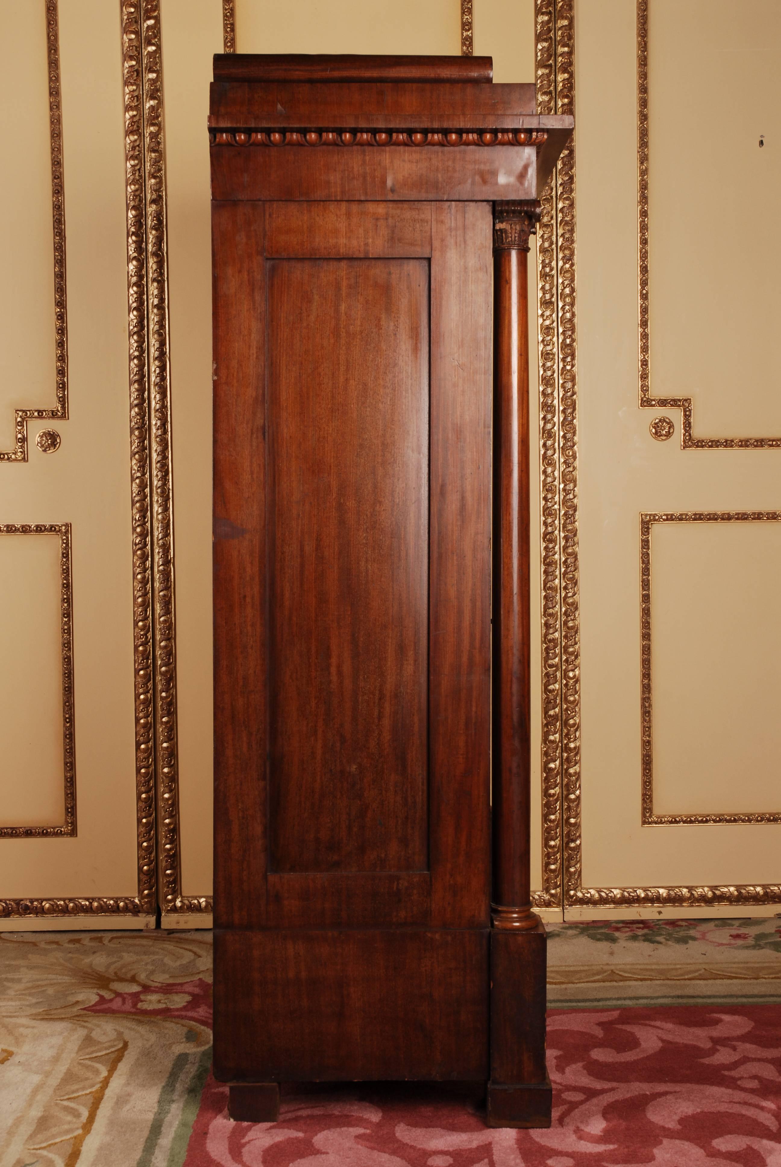 19th Century Original Biedermeier Cabinet, Cuba Mahogany Veneer Warm Patina 5