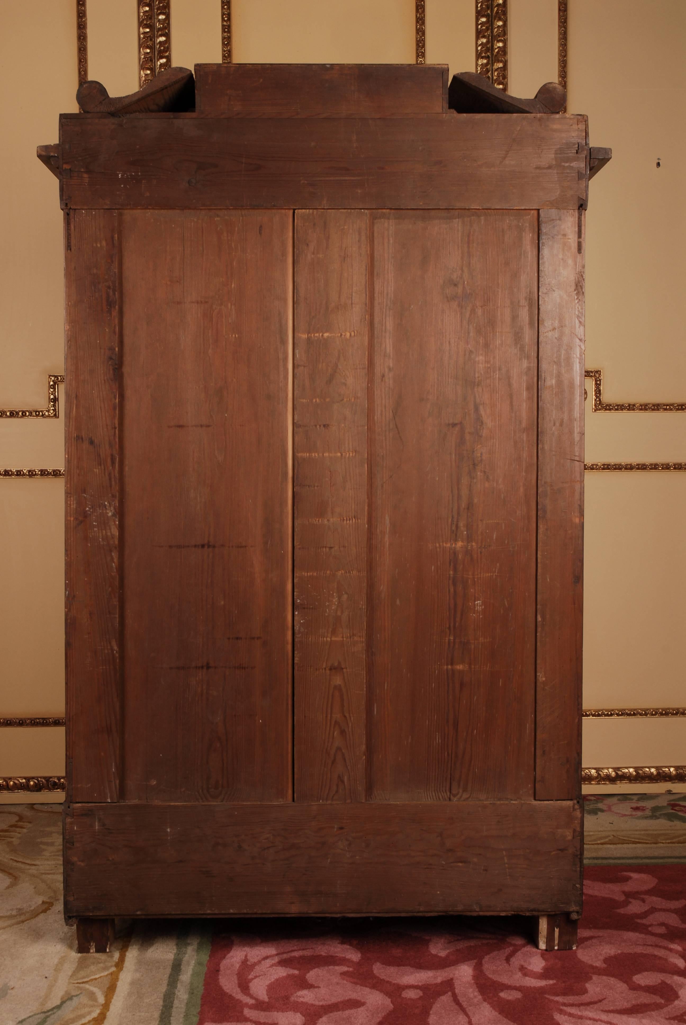 19th Century Original Biedermeier Cabinet, Cuba Mahogany Veneer Warm Patina 6