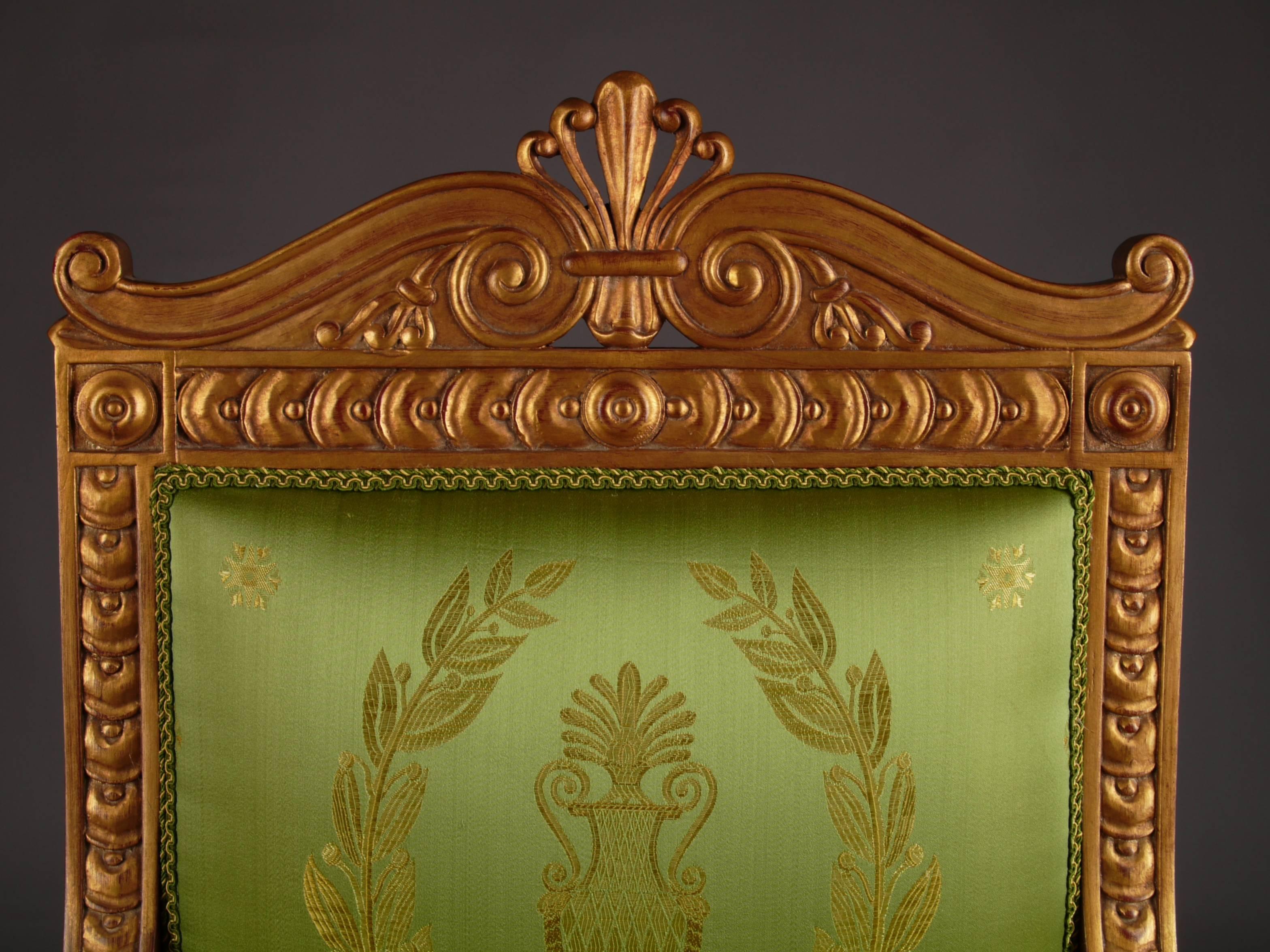 20th Century Napoleonic Swan Chair in the Empire Style Beechwood Poliment Gilded (Französisch)