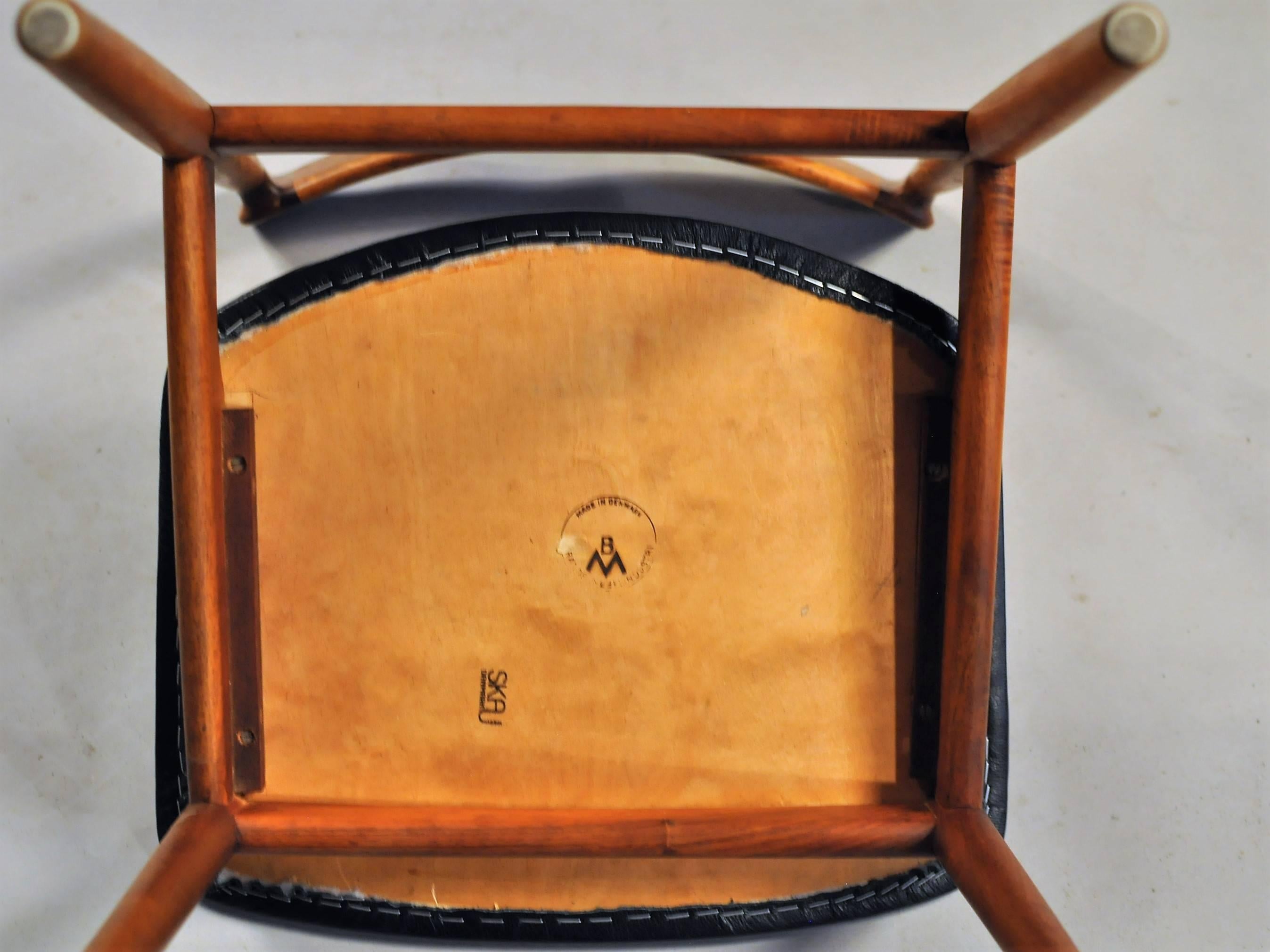 1960s Henry Rosengren Hansen 4 Model 39 Teak Dining Chairs in Teak and Leather 1