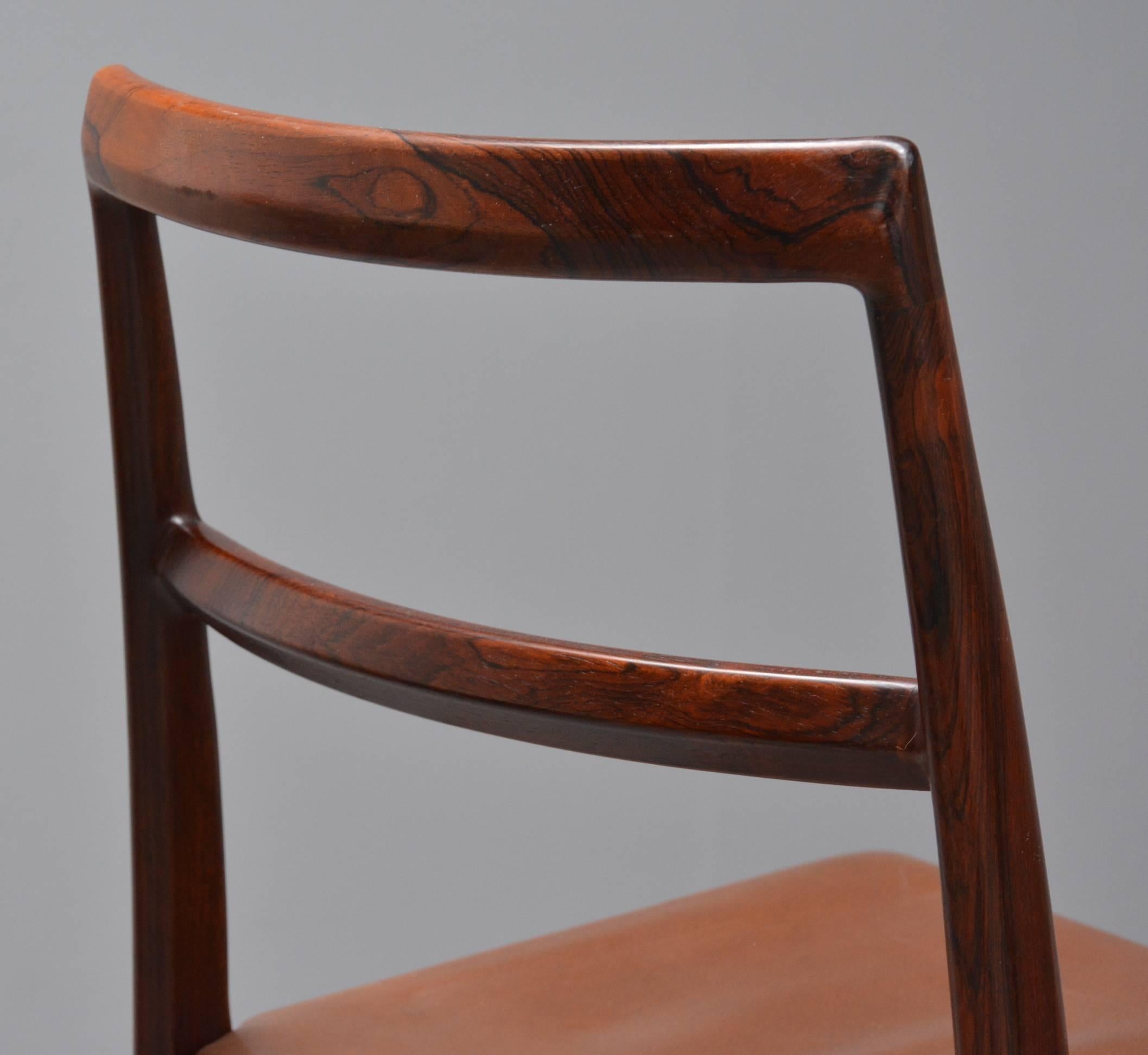 1950s Arne Vodder Rosewood Dining Chairs, Inc. Reupholstery In Good Condition In Knebel, DK