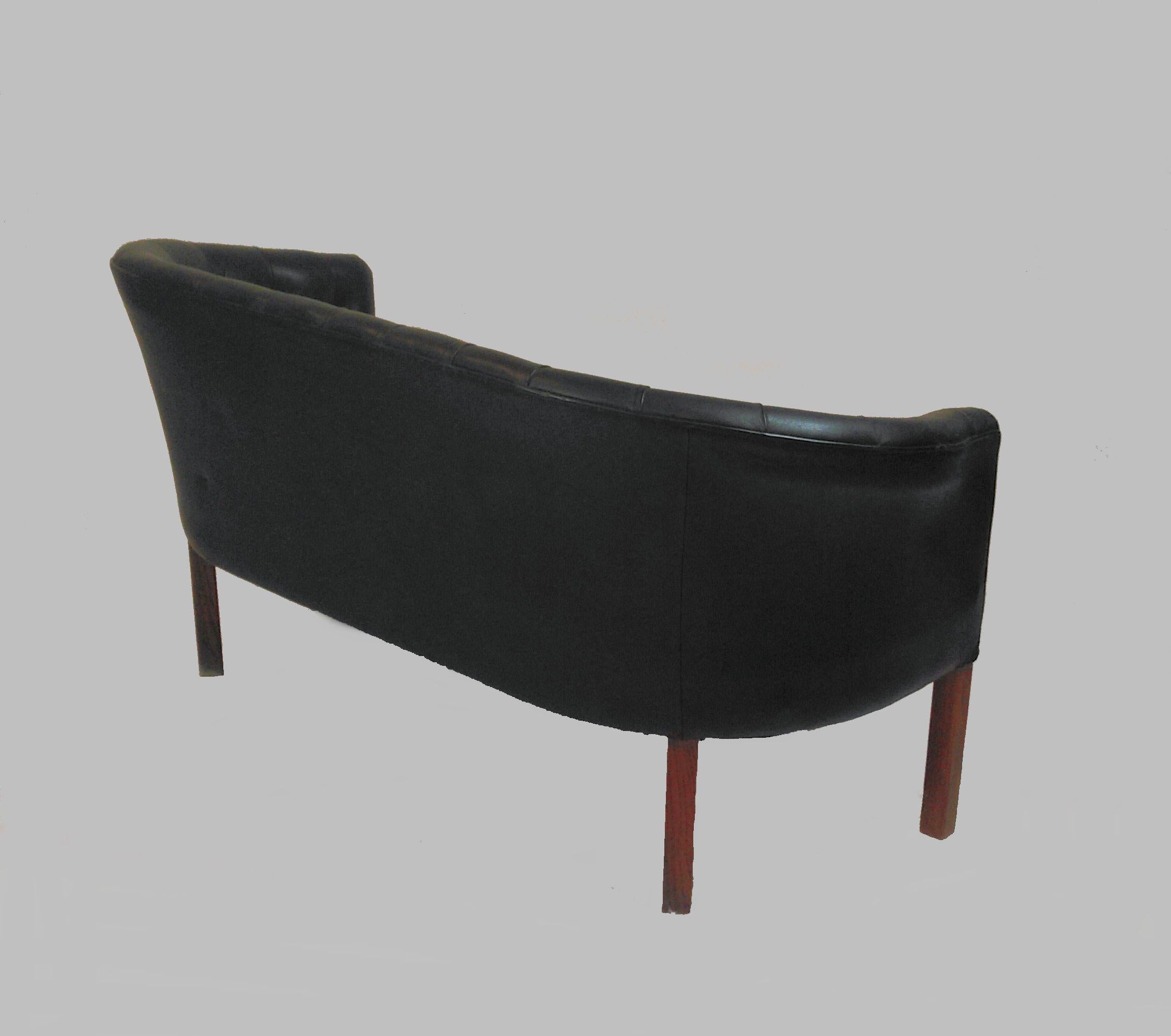 1930s Danish Lounge Chair and Sofa in Black Leather 1